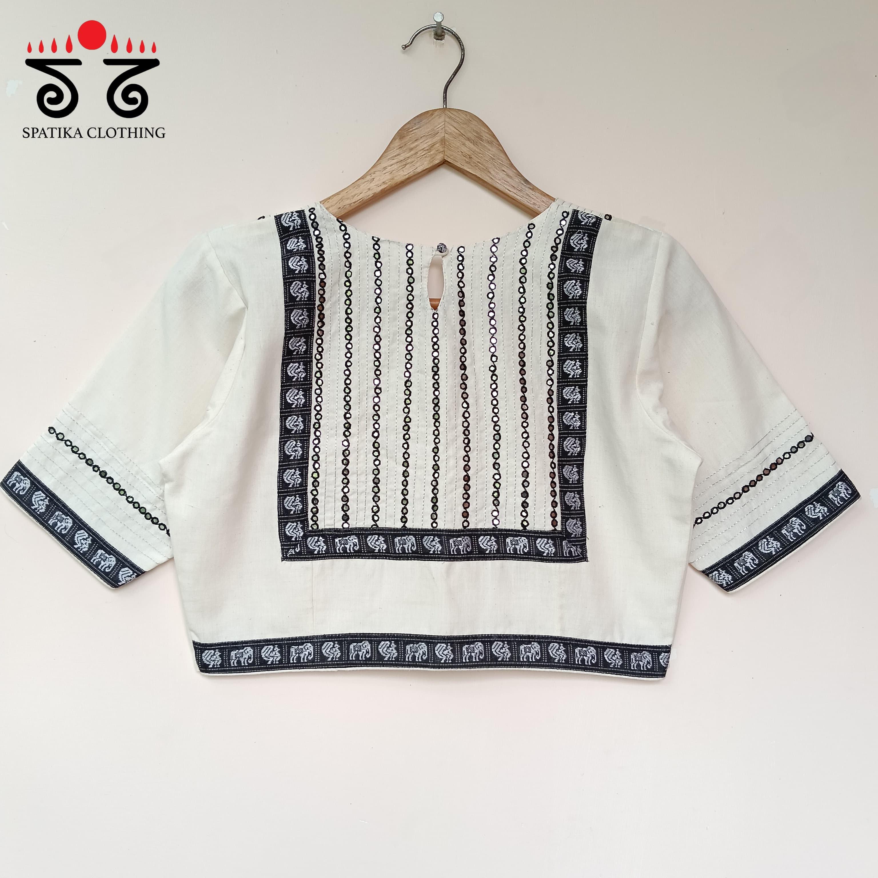 The Mirror work White & Black Blouse