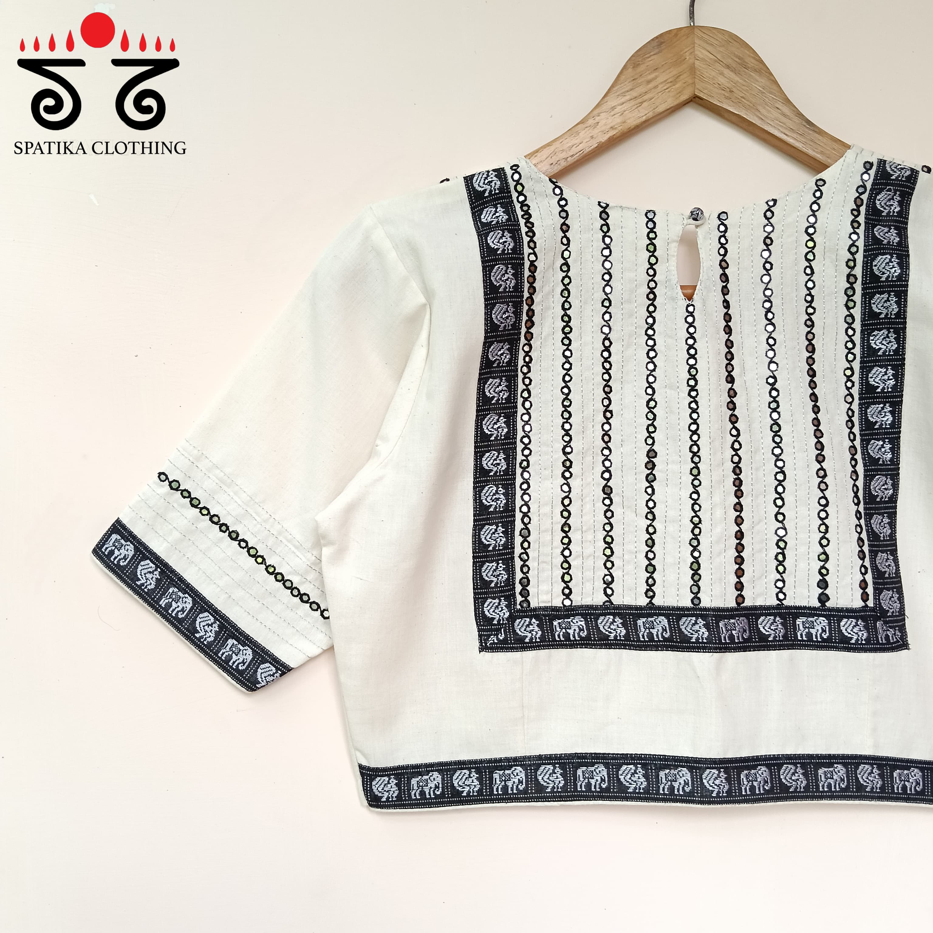 The Mirror work White & Black Blouse