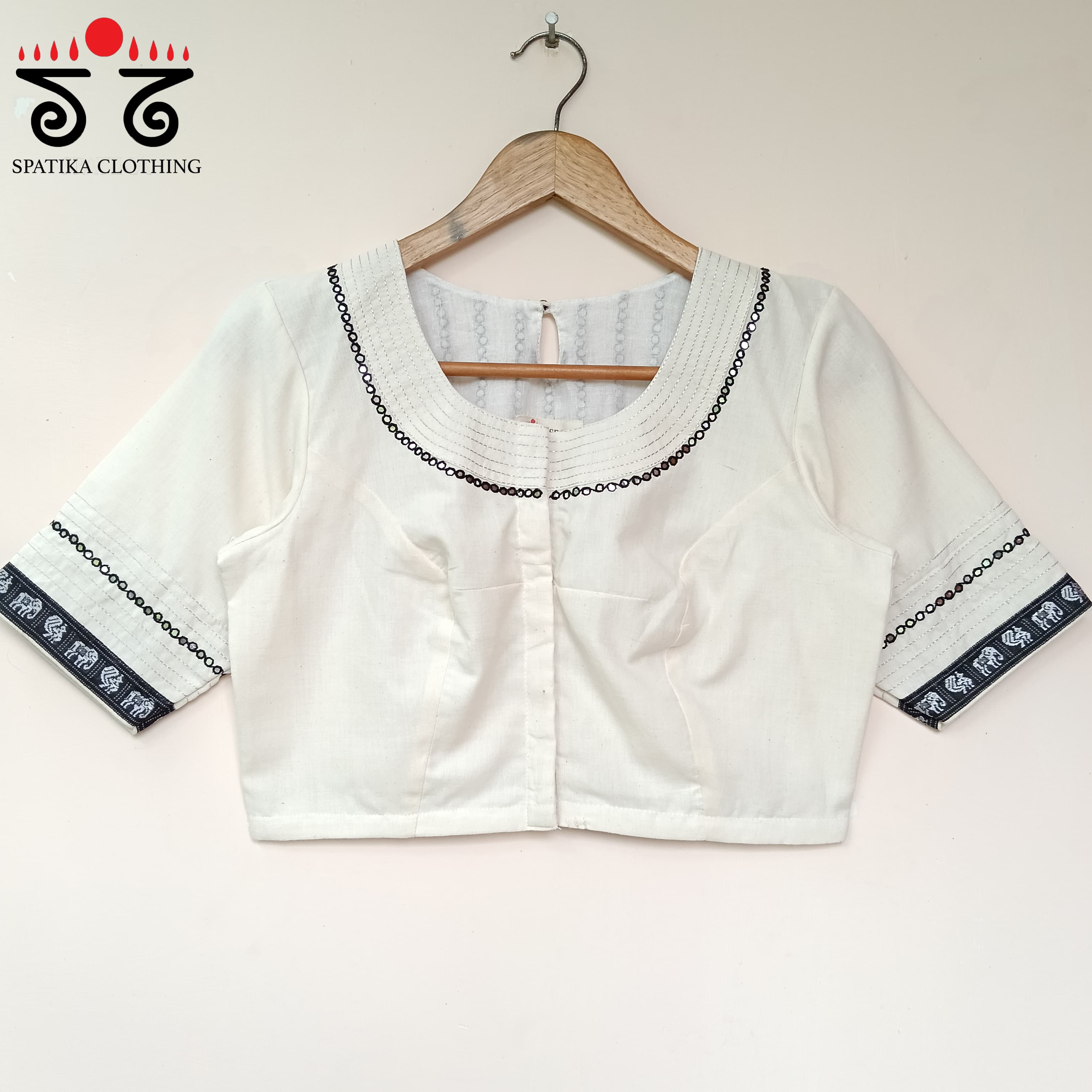 The Mirror work White & Black Blouse
