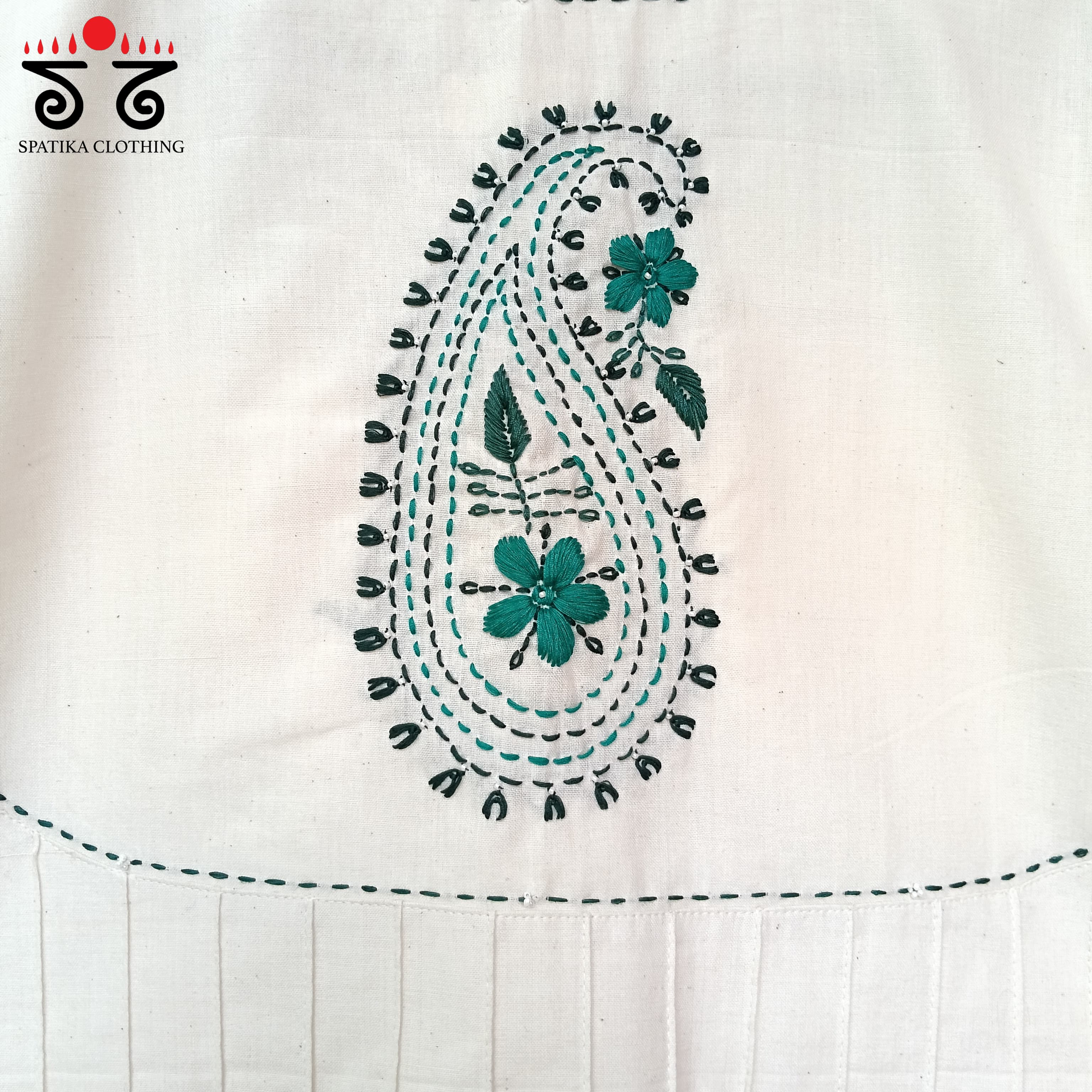 The Chikankari White & Teal Blouse - New!