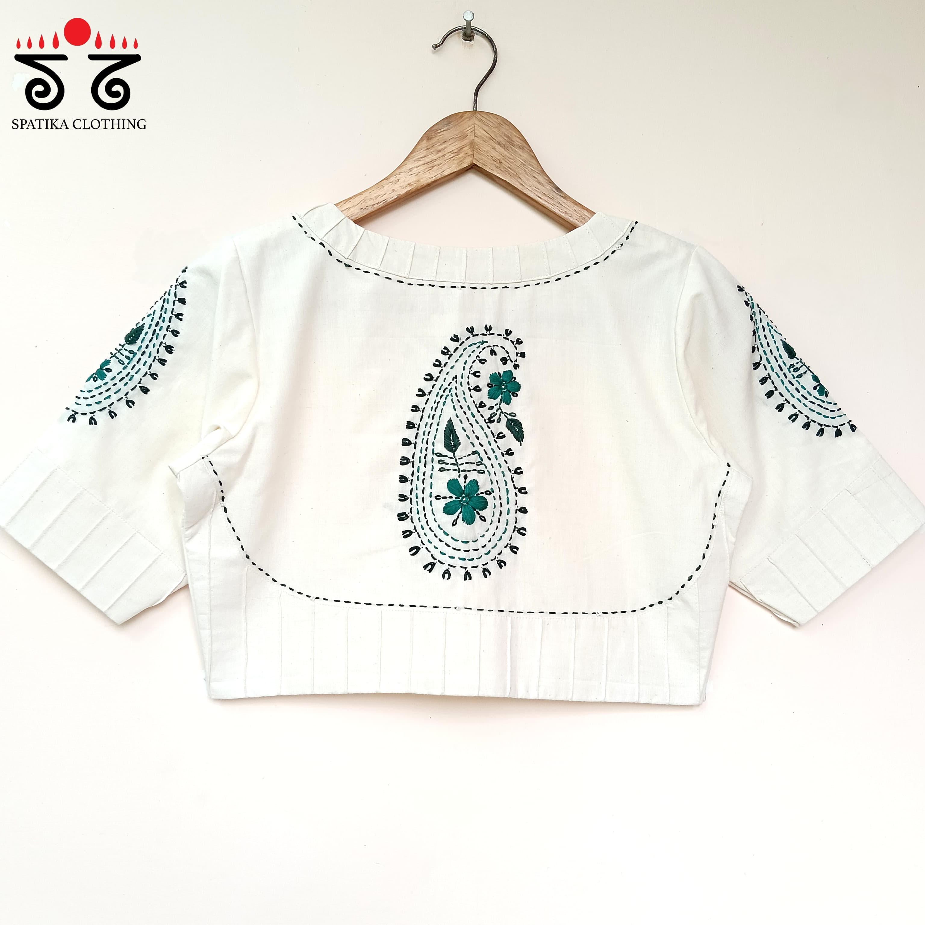 The Chikankari White & Teal Blouse - New!