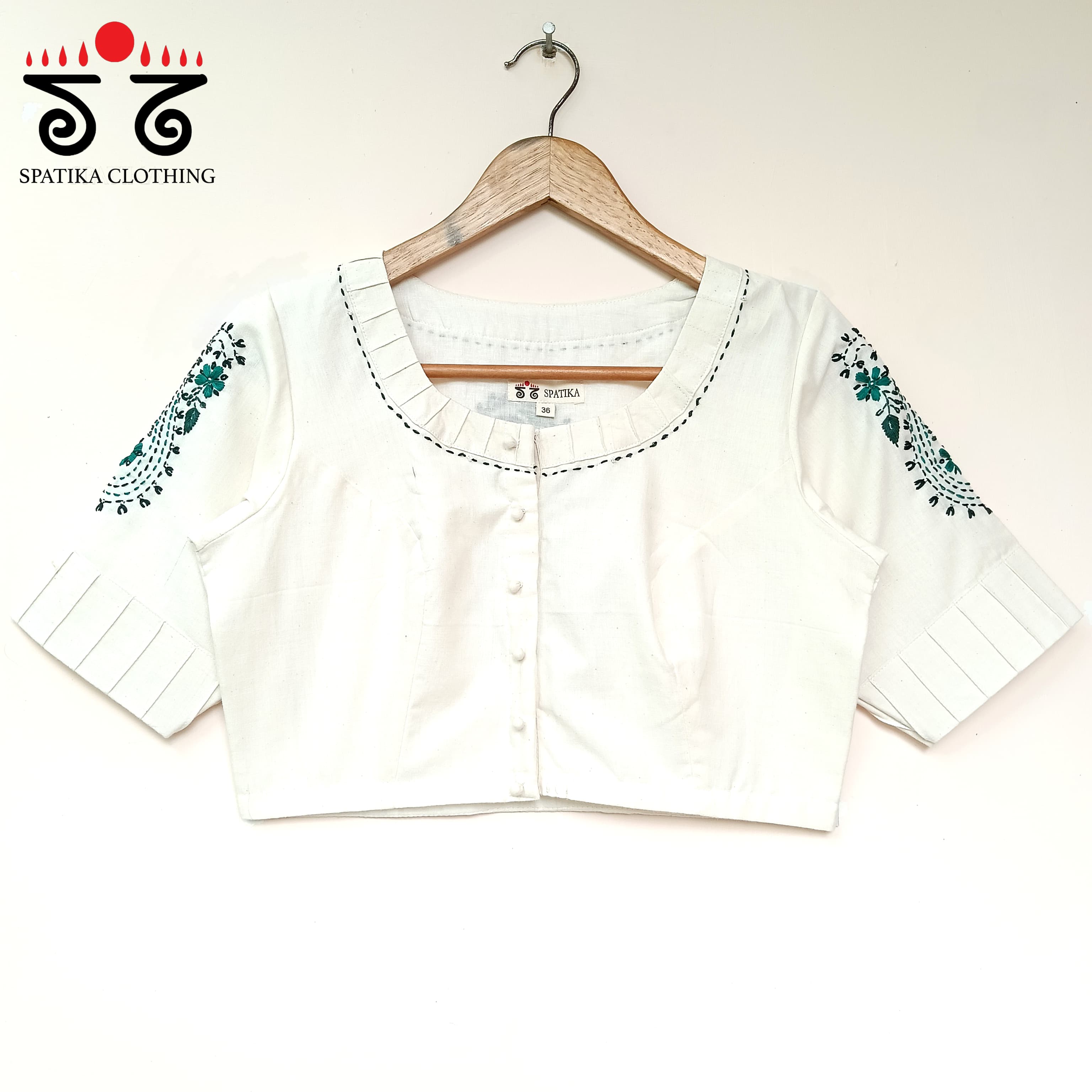 The Chikankari White & Teal Blouse - New!
