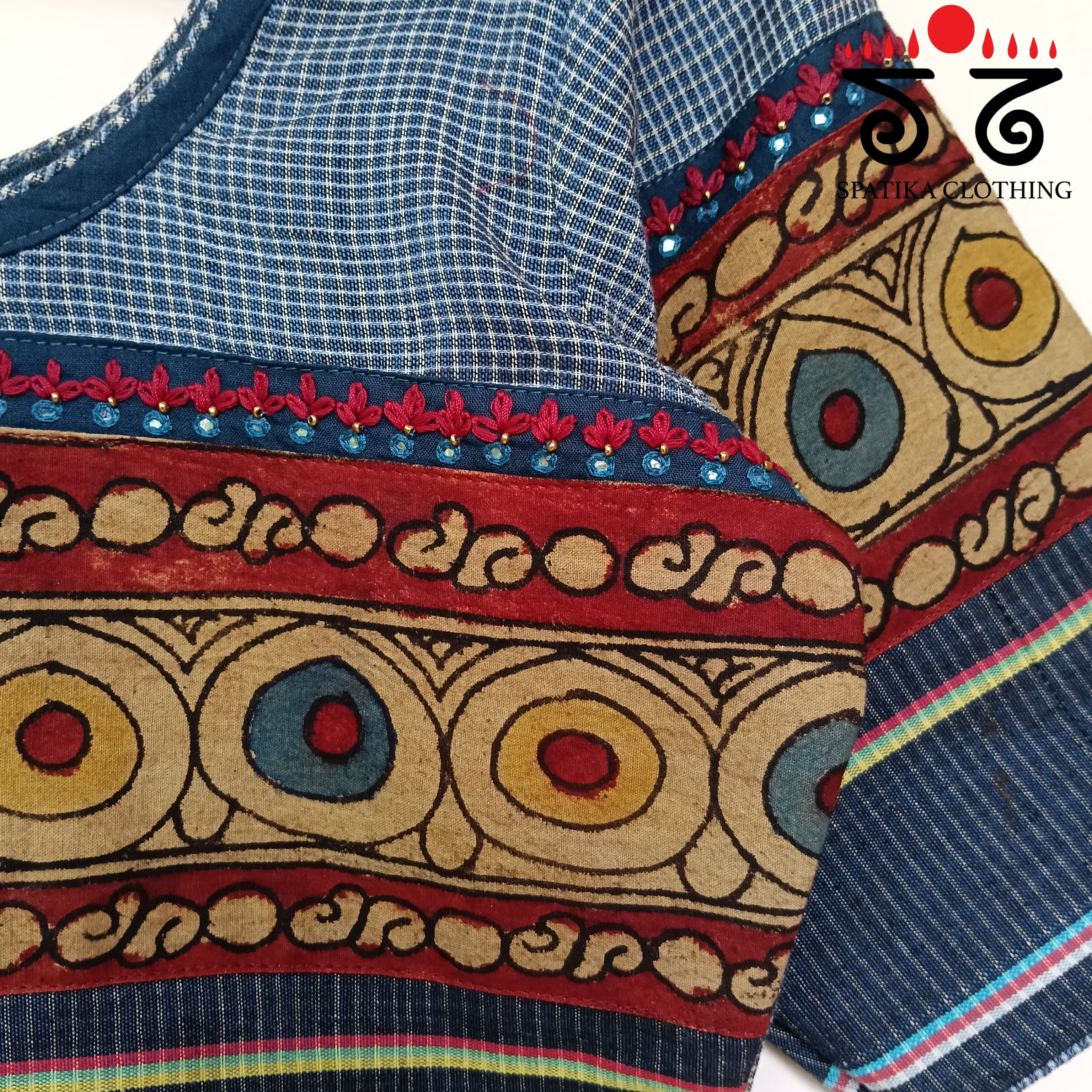 The Boondh - Blue Pen Kalamkari Blouse