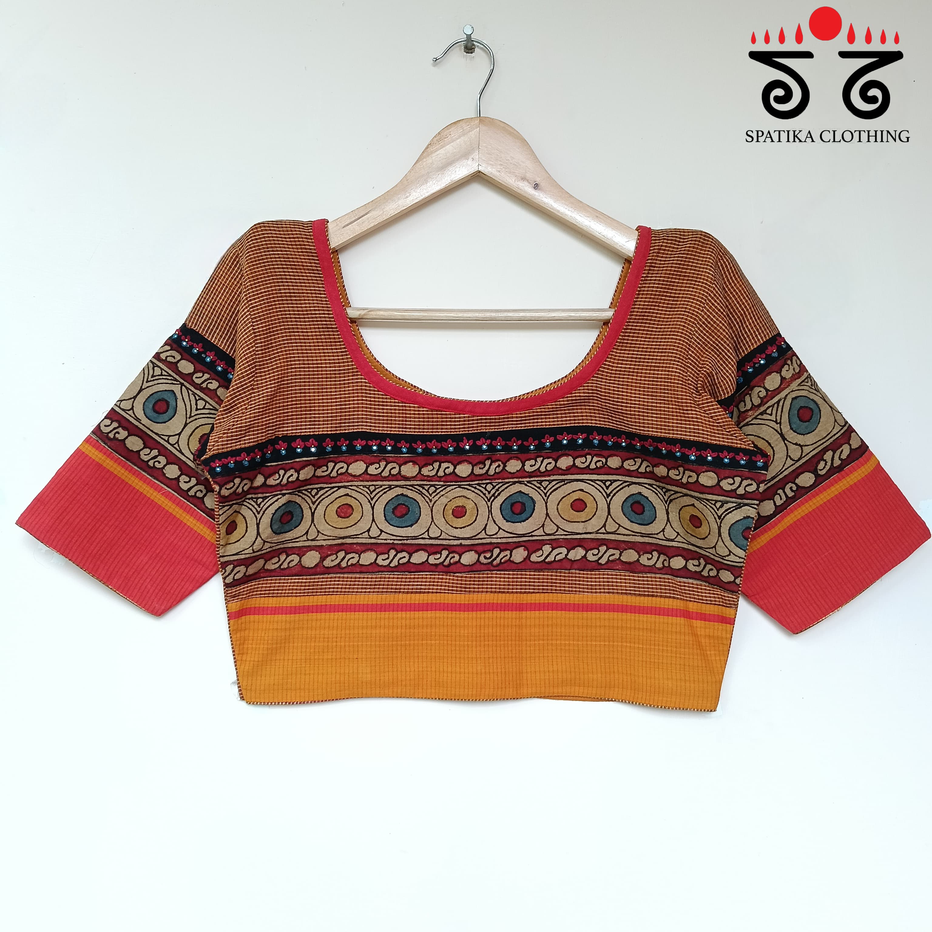 The Boondh - Orange Pen Kalamkari Blouse