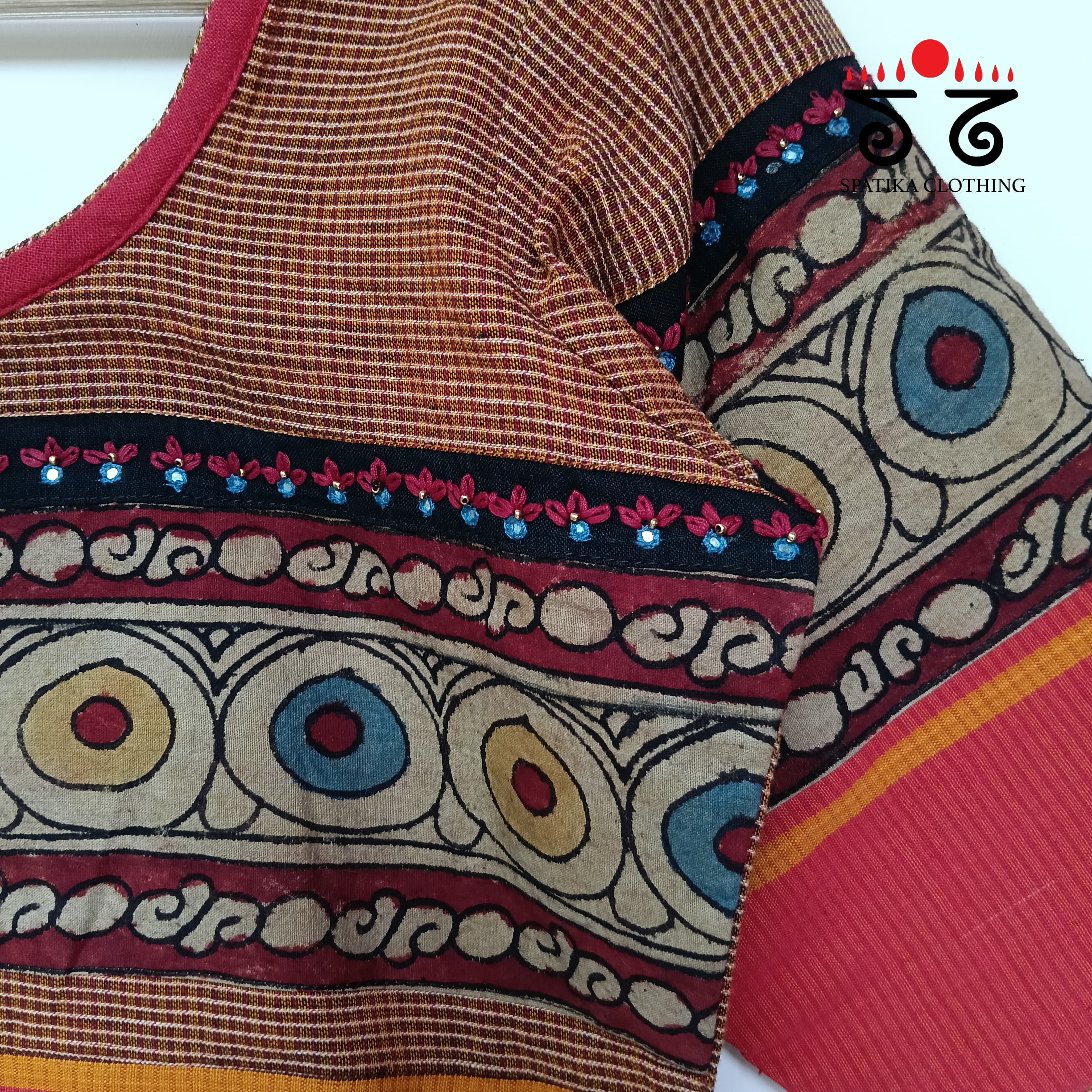 The Boondh - Orange Pen Kalamkari Blouse