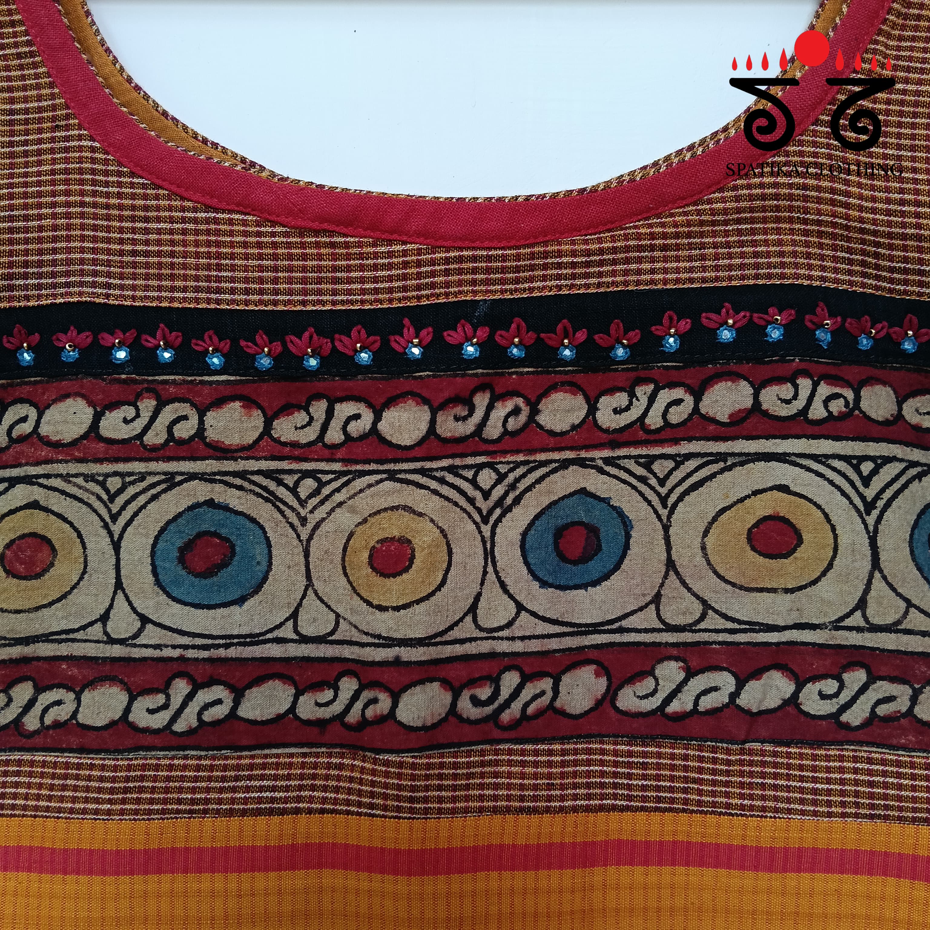 The Boondh - Orange Pen Kalamkari Blouse