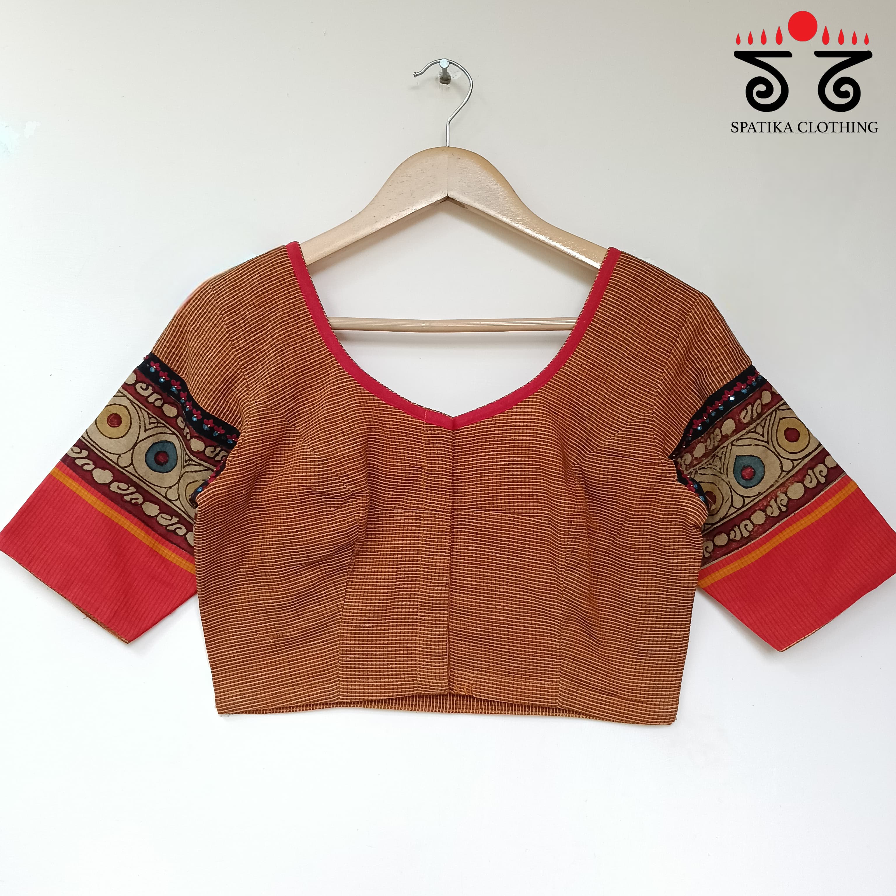 The Boondh - Orange Pen Kalamkari Blouse