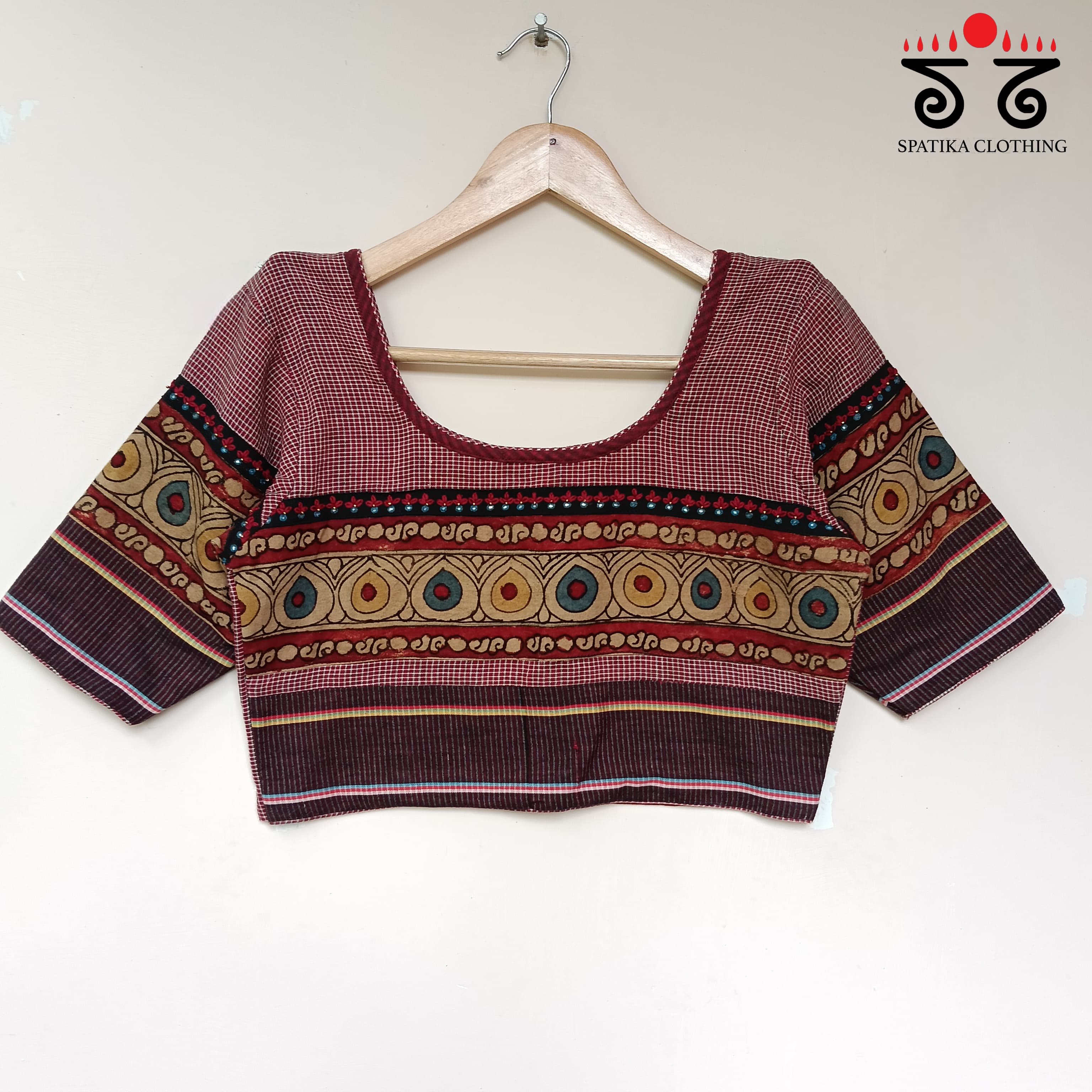 The Boondh - Maroon Pen Kalamkari Blouse