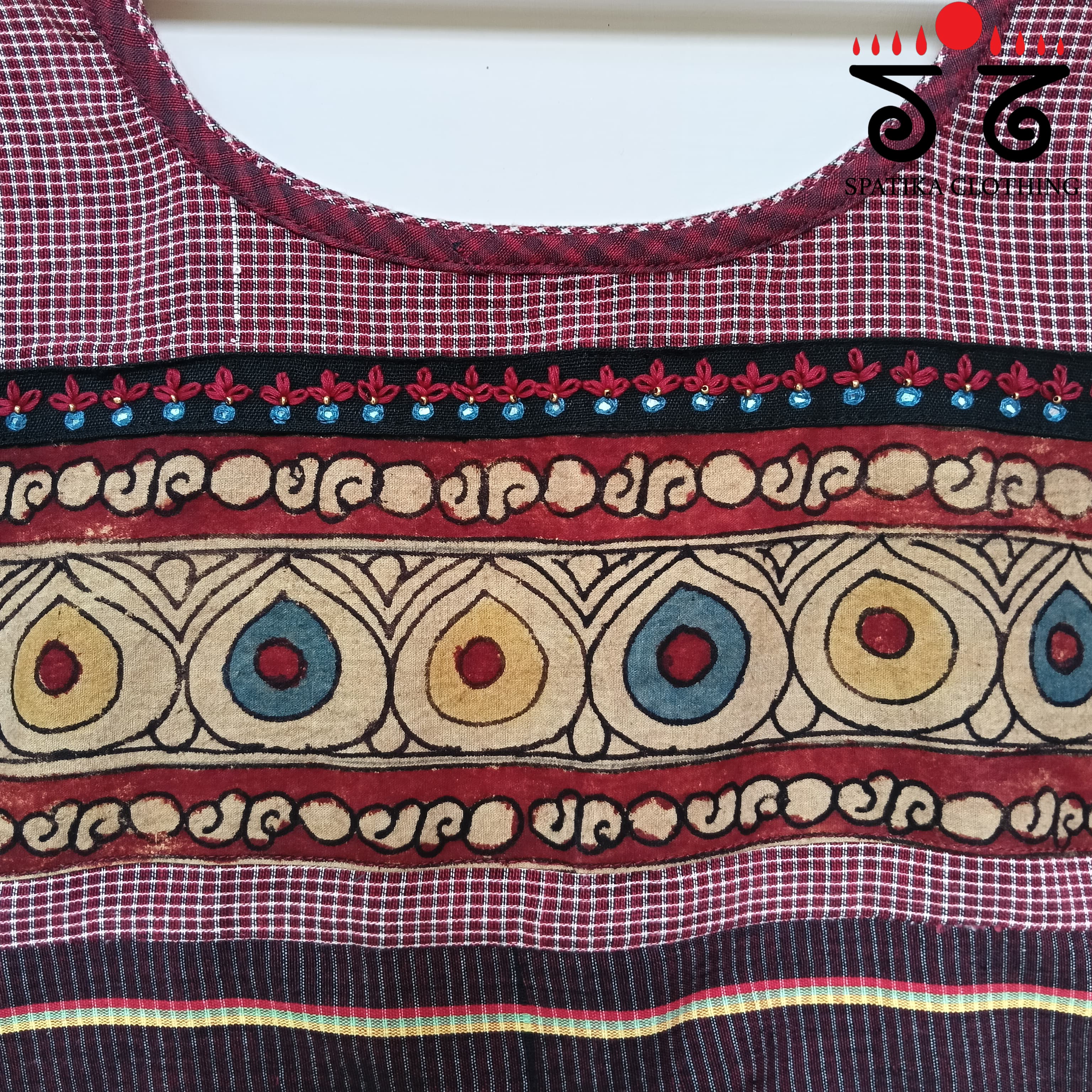 The Boondh - Maroon Pen Kalamkari Blouse