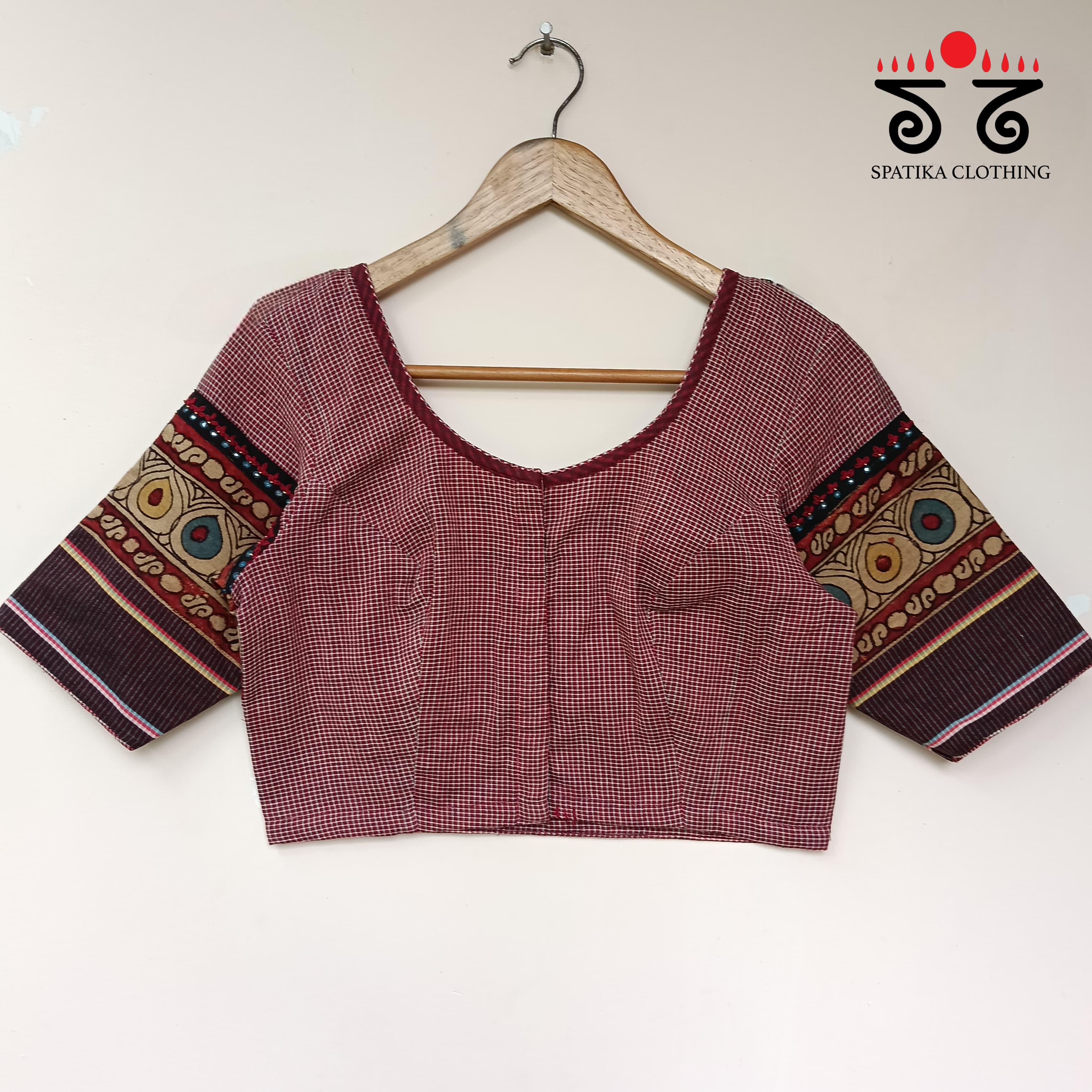 The Boondh - Maroon Pen Kalamkari Blouse