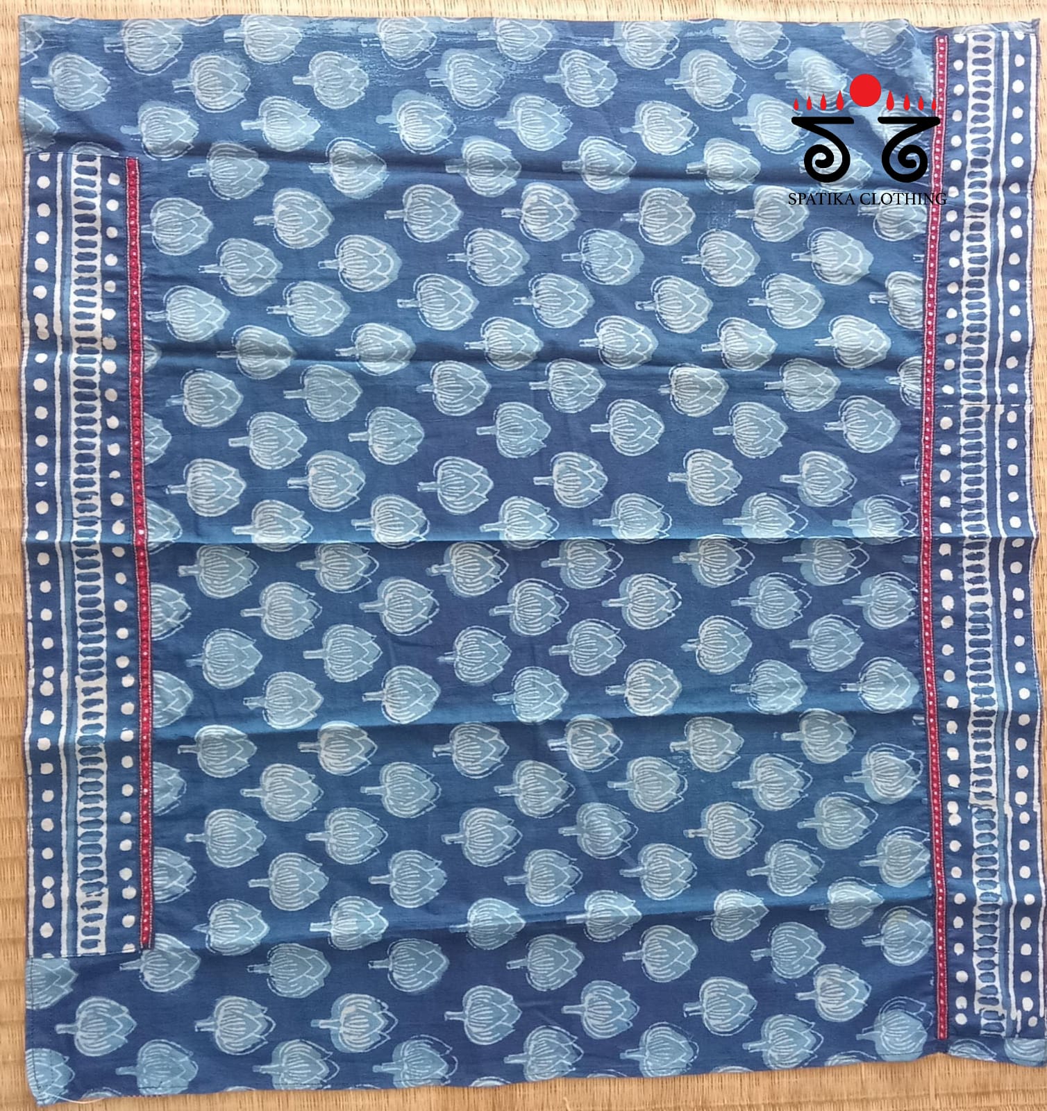 Ajrak hand embroidered Blouse Fabric