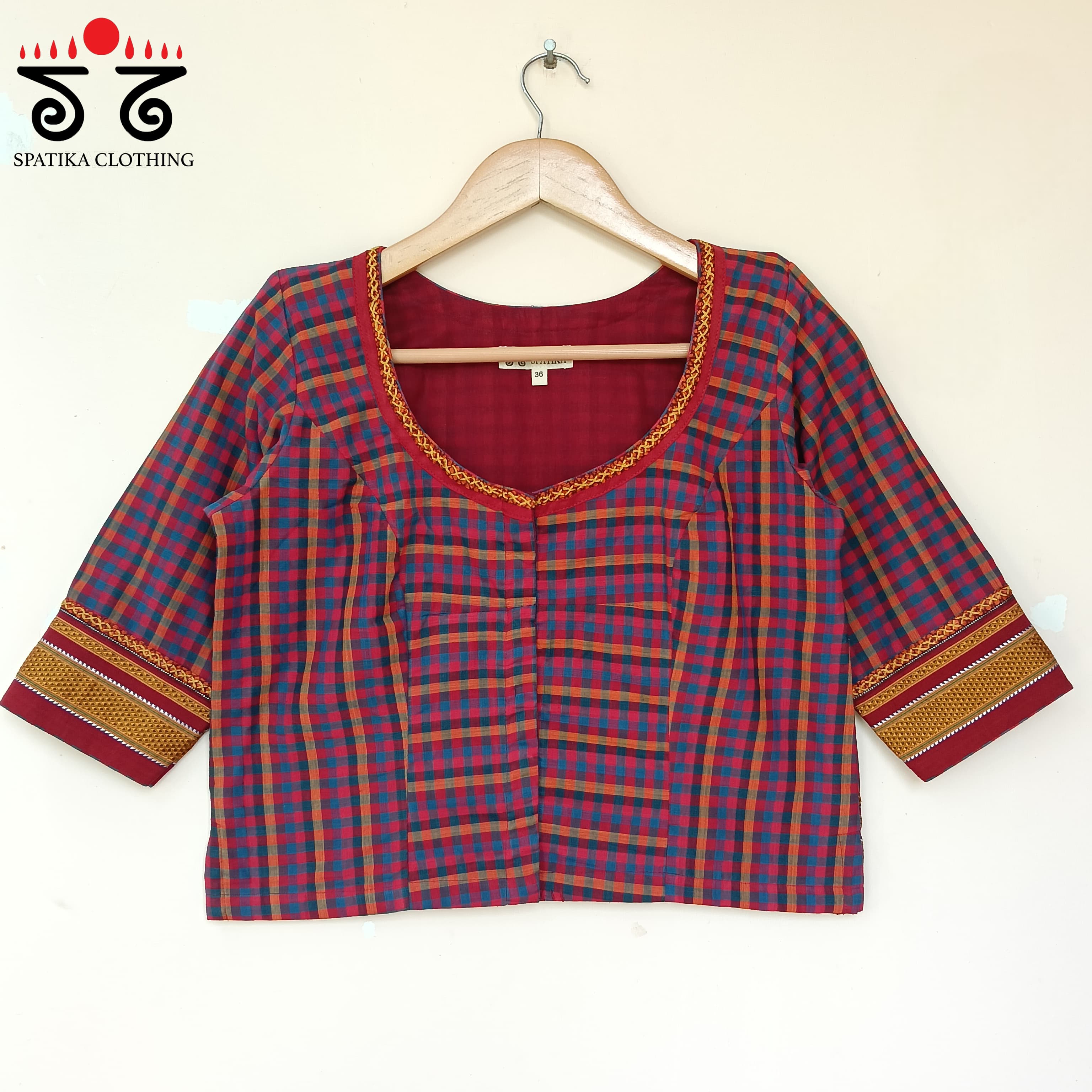 The Peacock Blue & Red Kalamkari Croptop