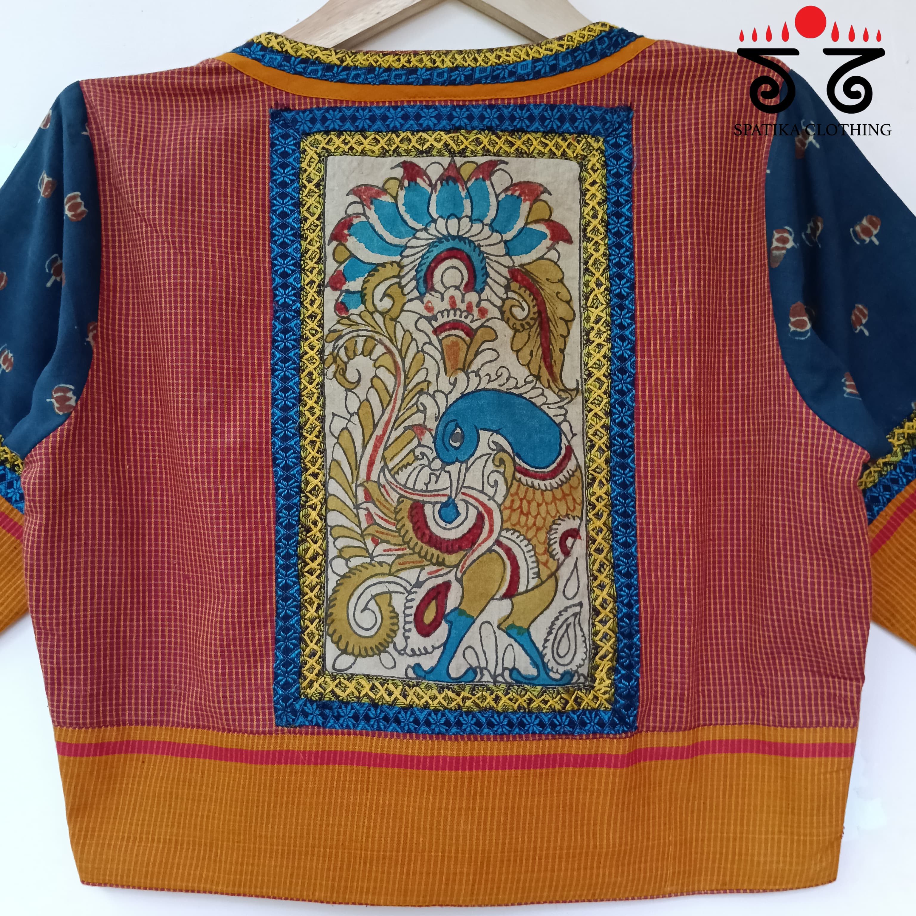 The Peacock Orange Kalamkari Croptop