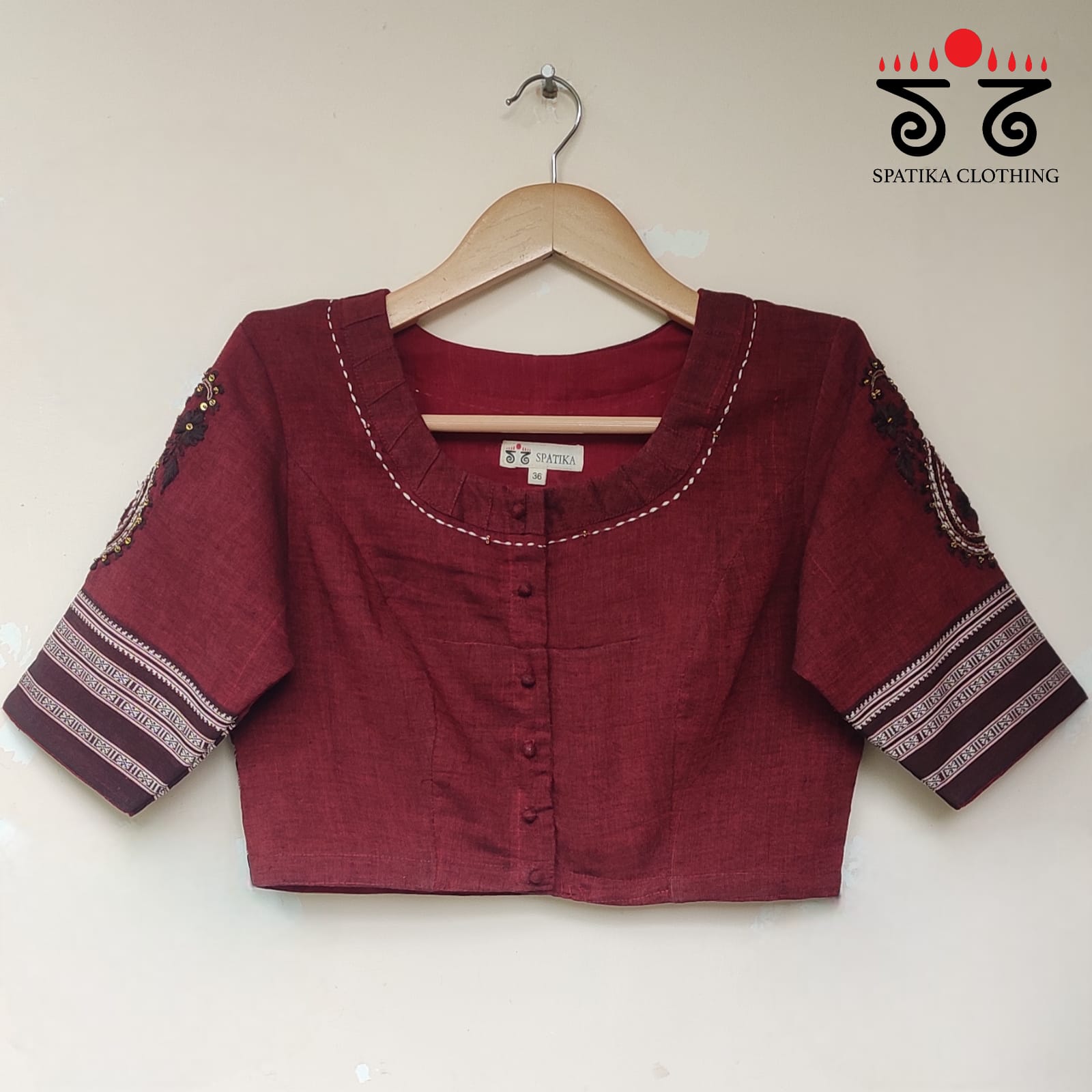 Maroon & Black Chikankari Handcrafted blouse