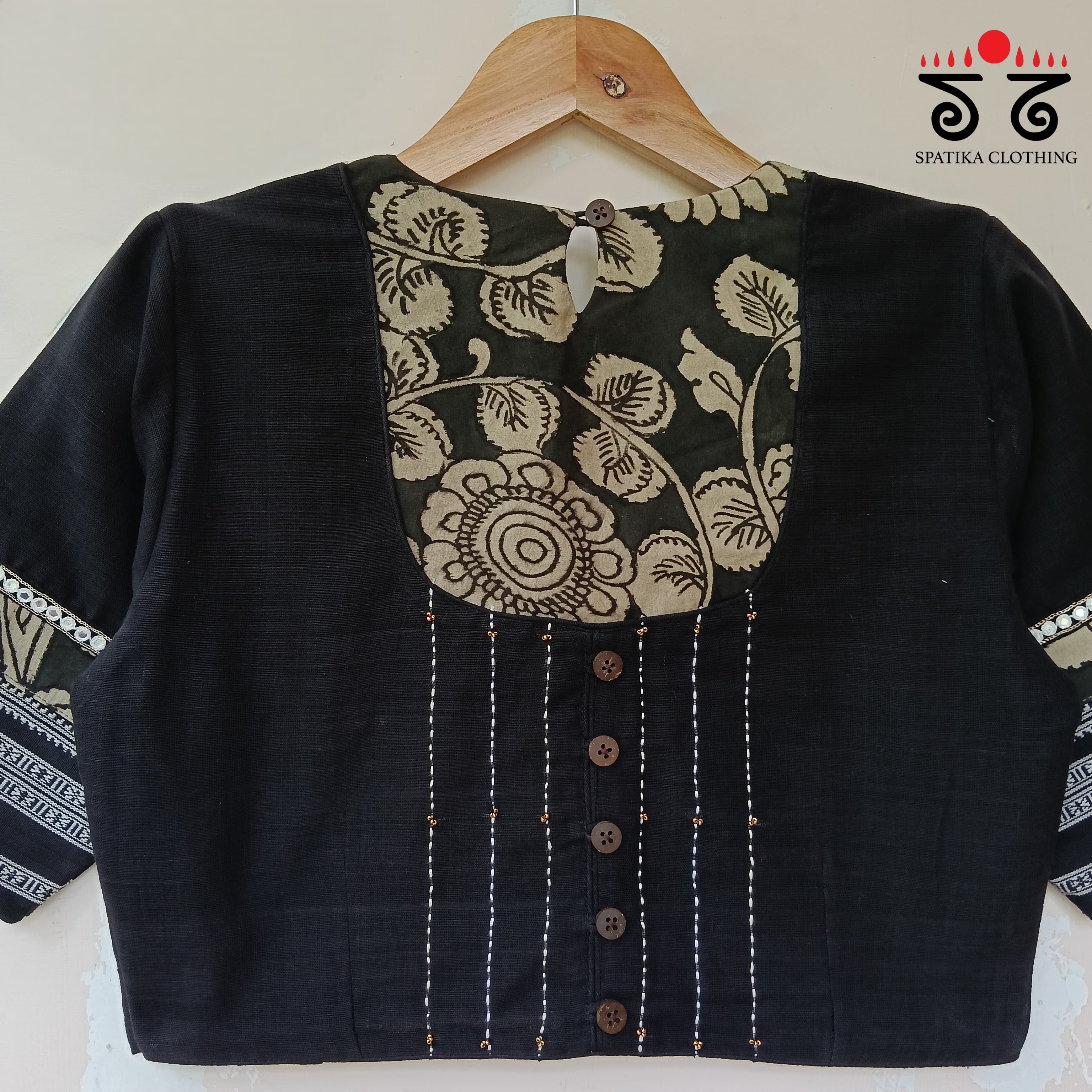 The Kalamkari Black Yoke Blouse