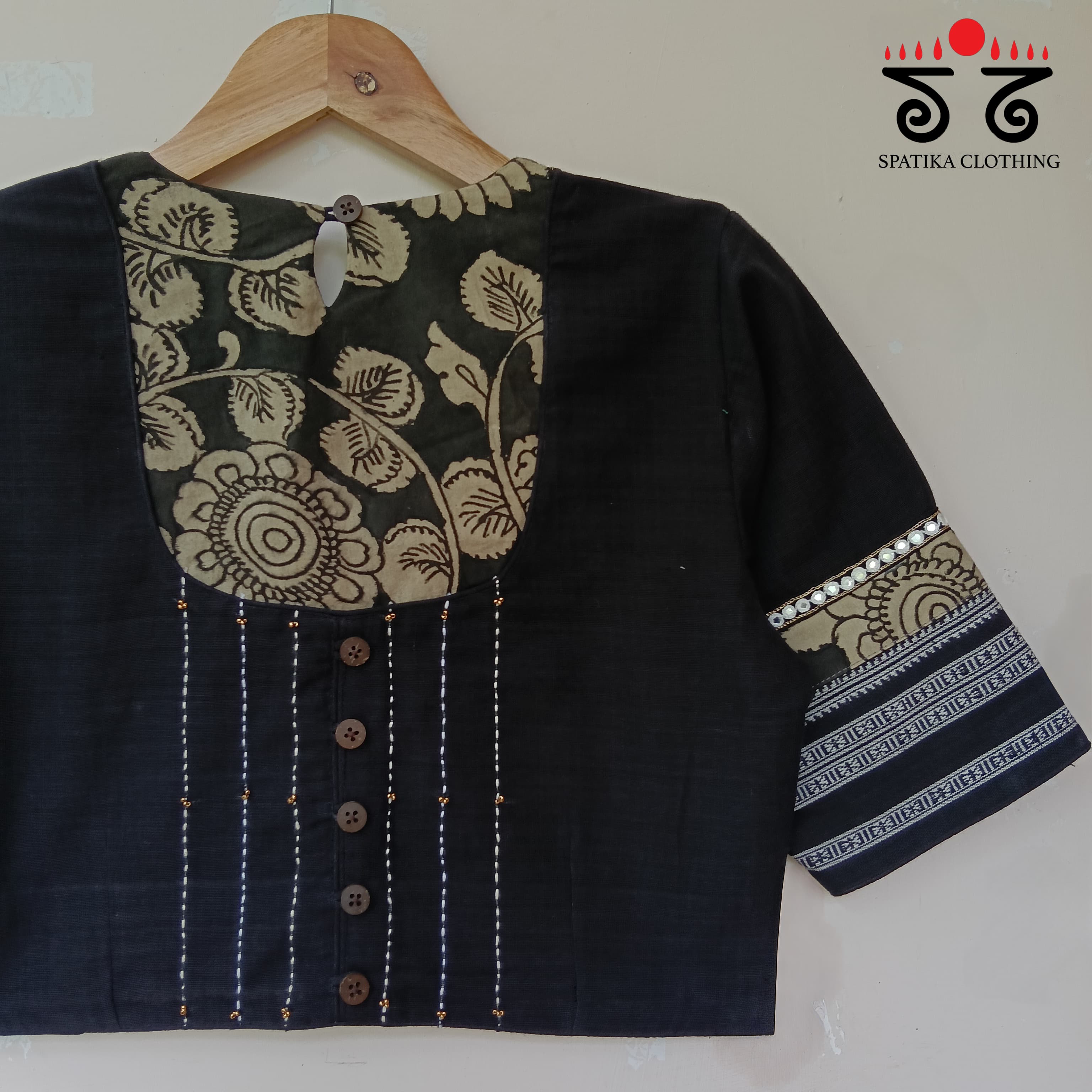 The Kalamkari Black Yoke Blouse