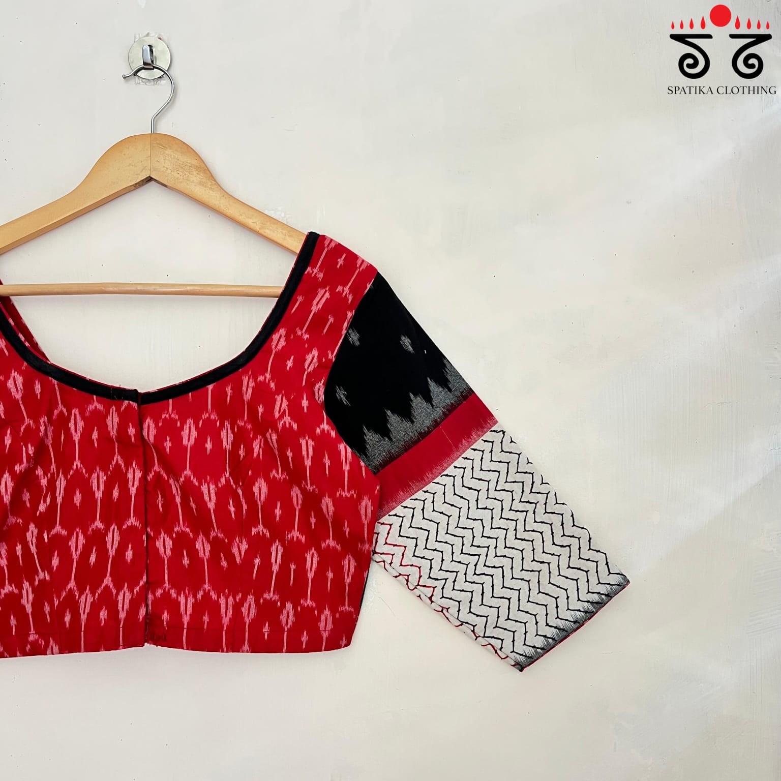 Lambani on Red & Black Ikat Blouse