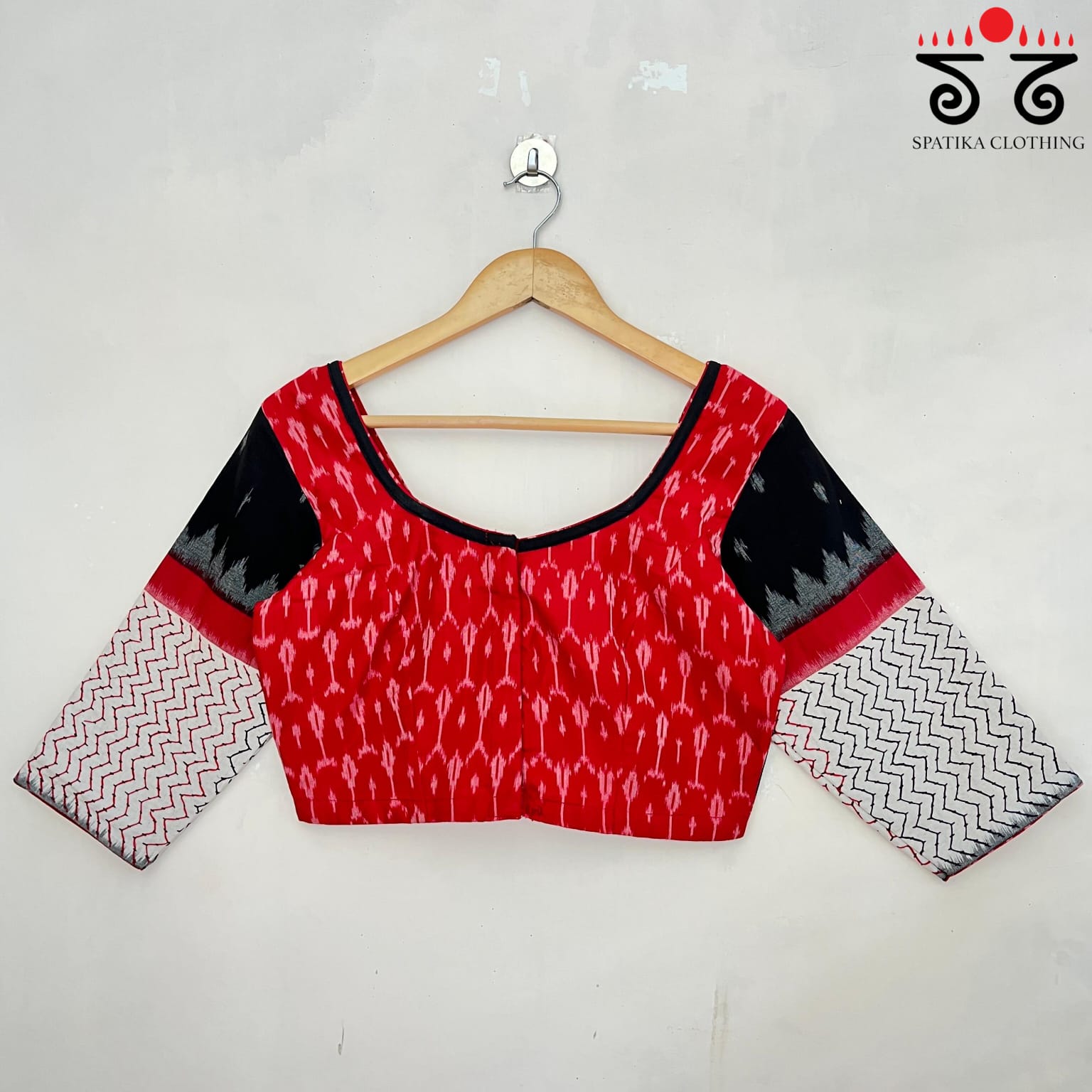 Lambani on Red & Black Ikat Blouse