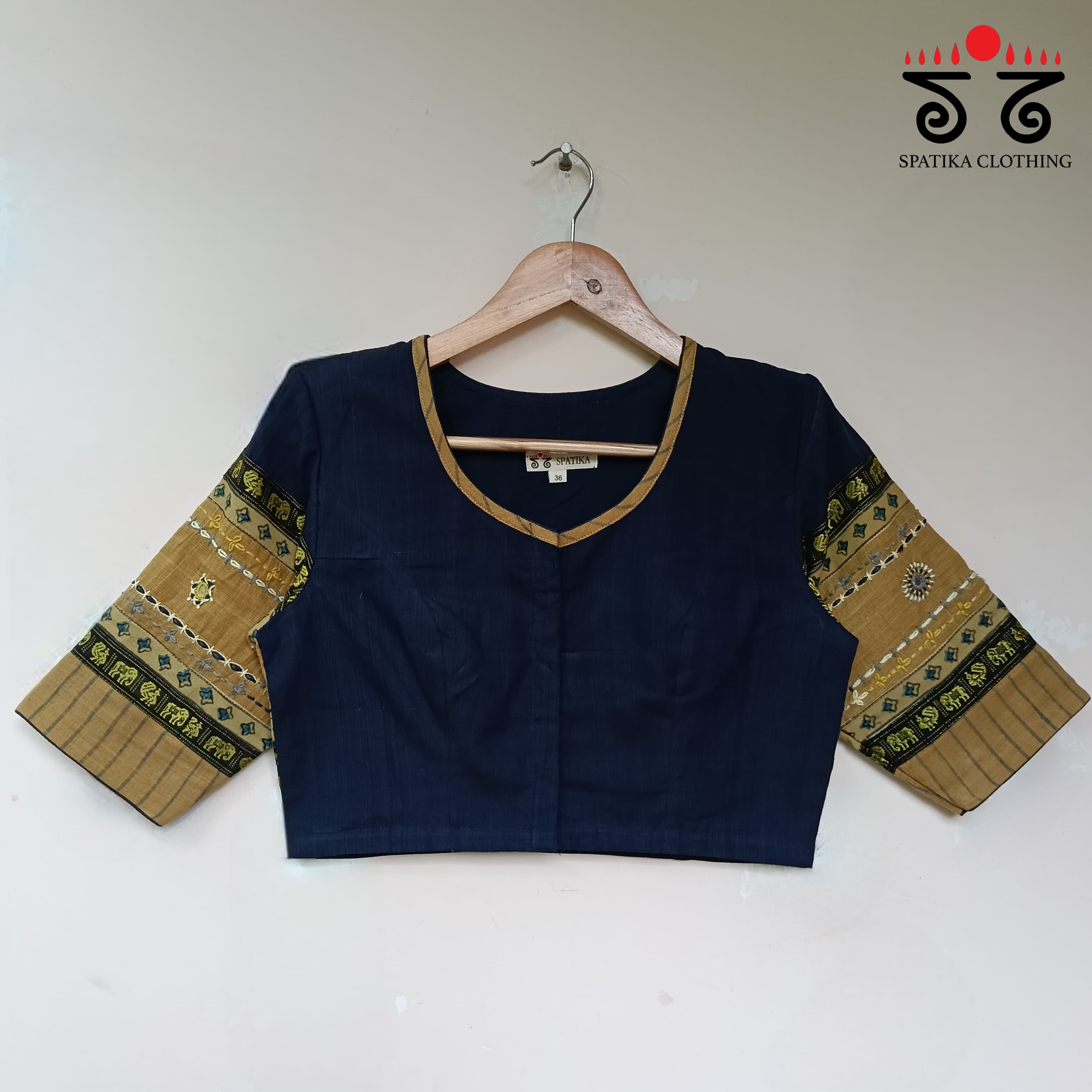 Navy & Yellow Ajrak Lambani-Handcrafted Blouse - New!