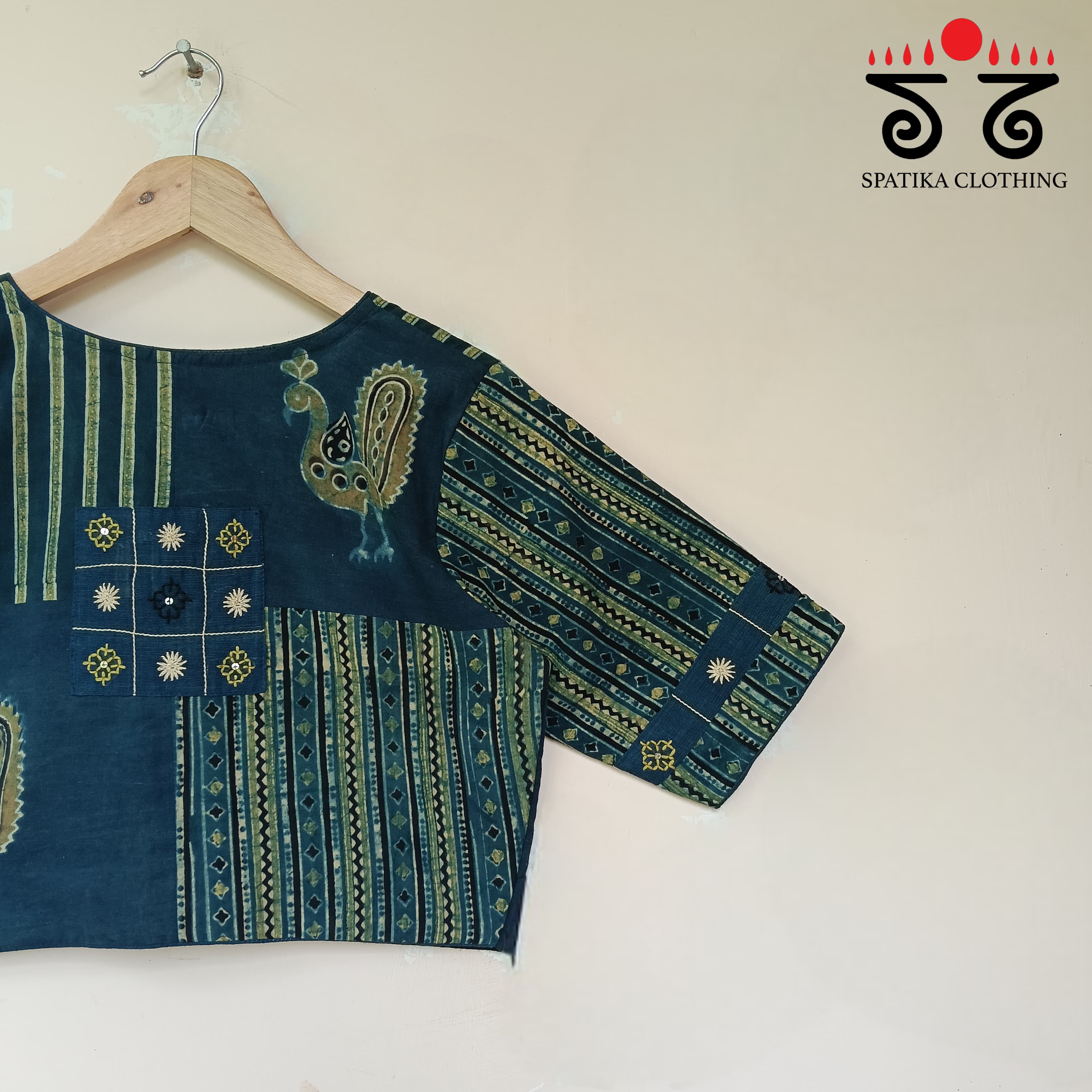 Indigo Blue Morni Collage-Handcrafted Blouse