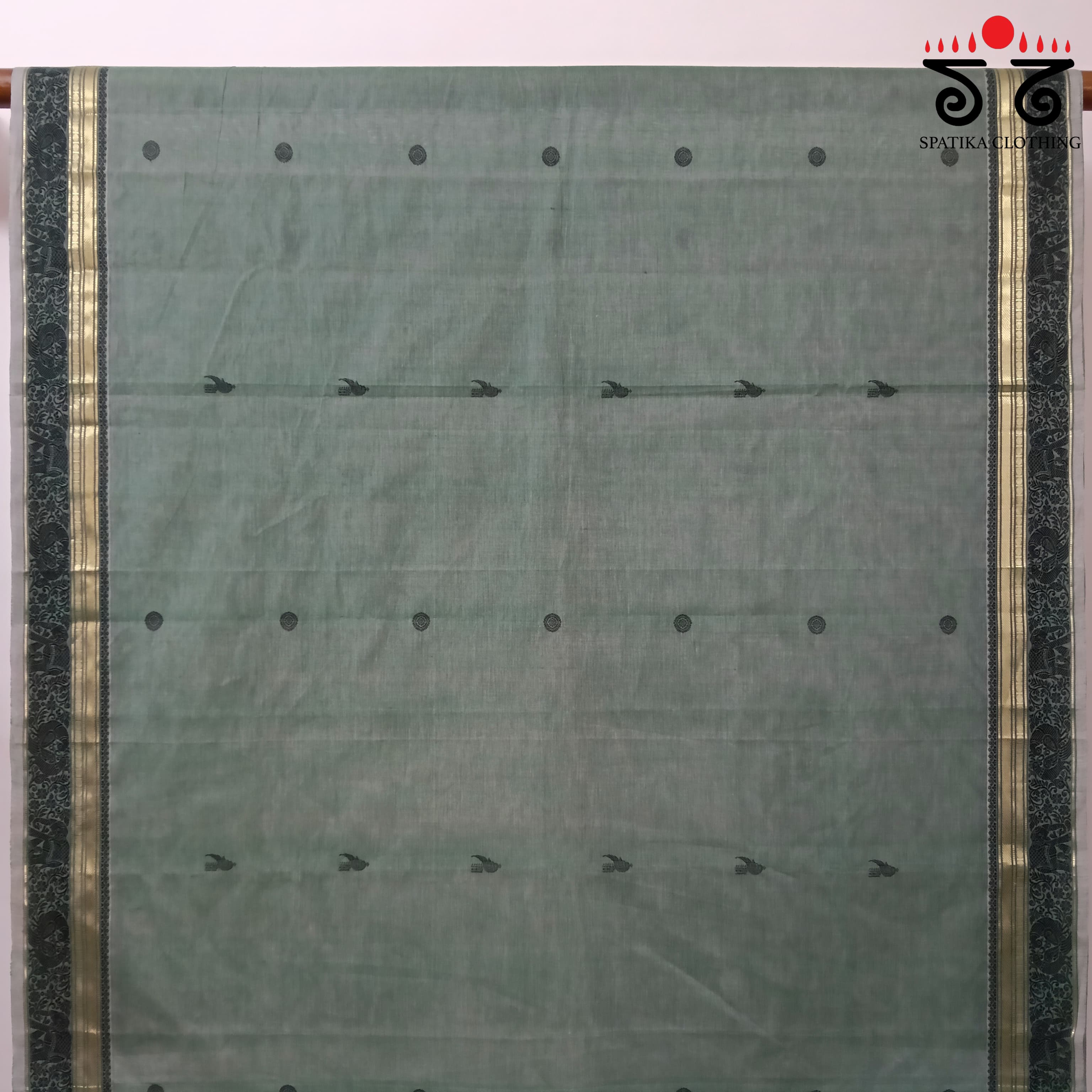 Teal Green Vintage Kanjivaram Saree in Cotton