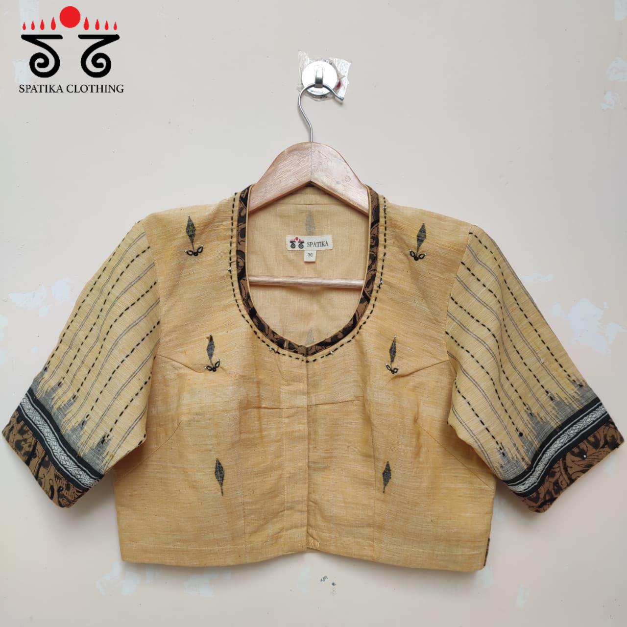 Yellow Ponduru Jamdhani Blouse
