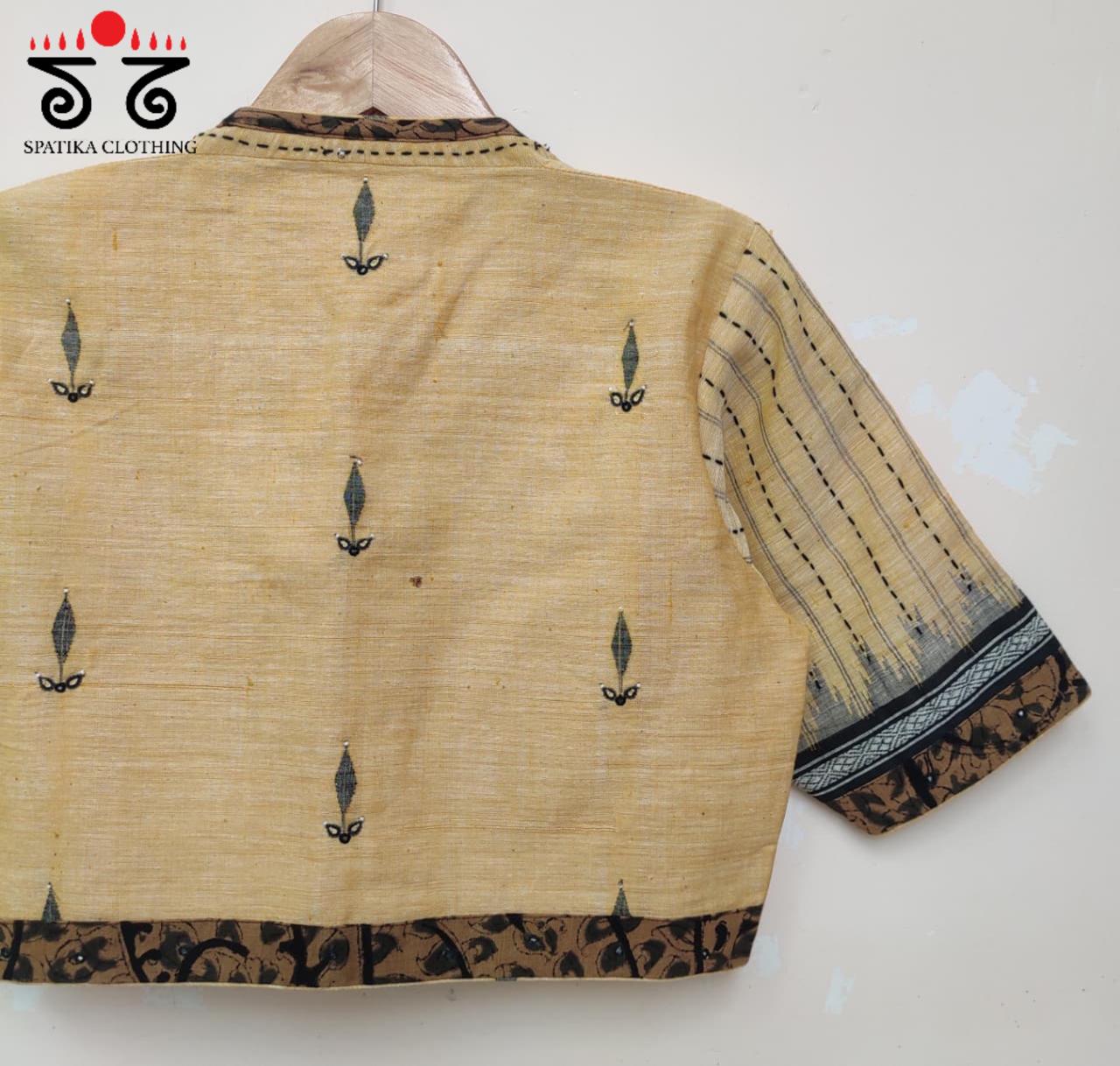 Yellow Ponduru Jamdhani Blouse