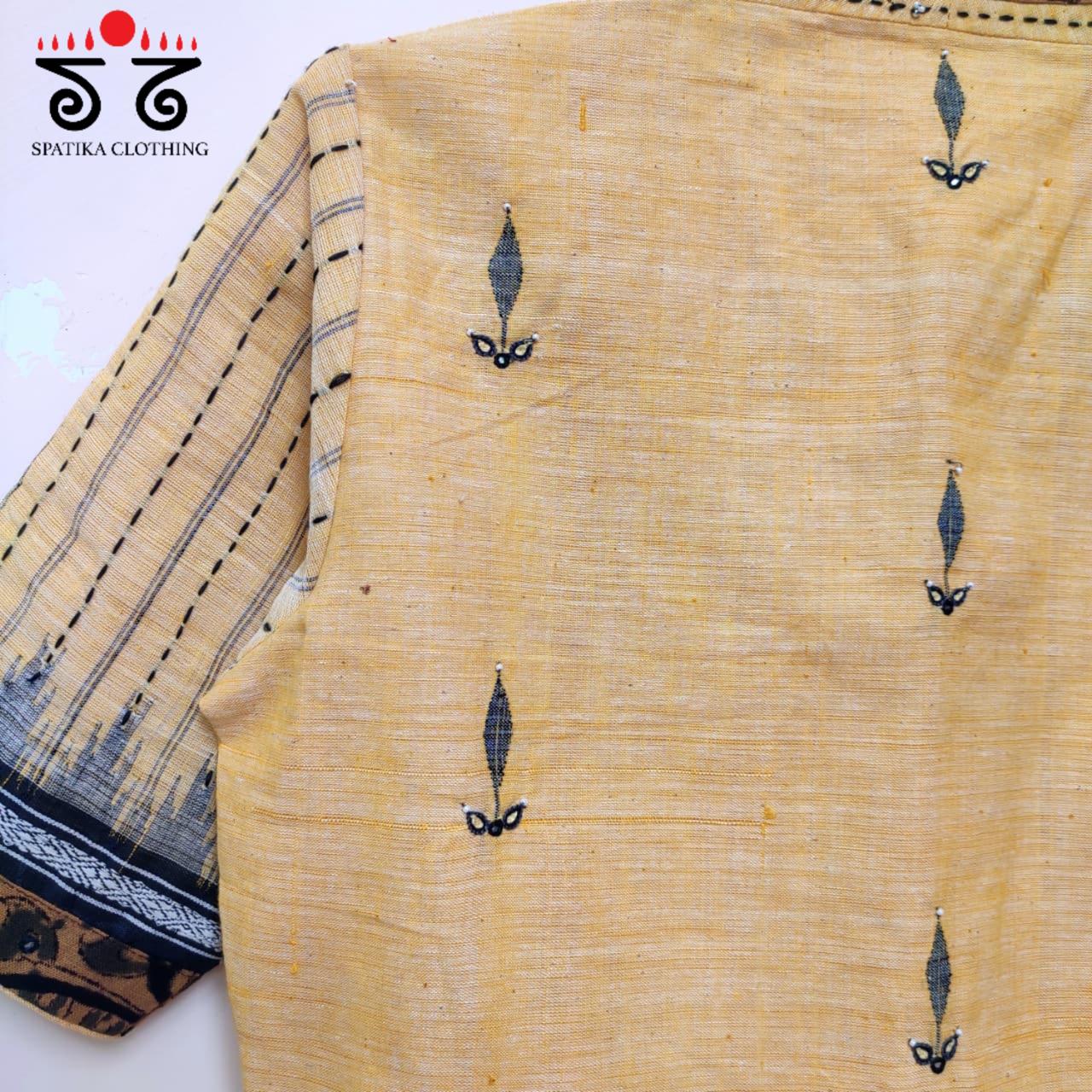 Yellow Ponduru Jamdhani Blouse