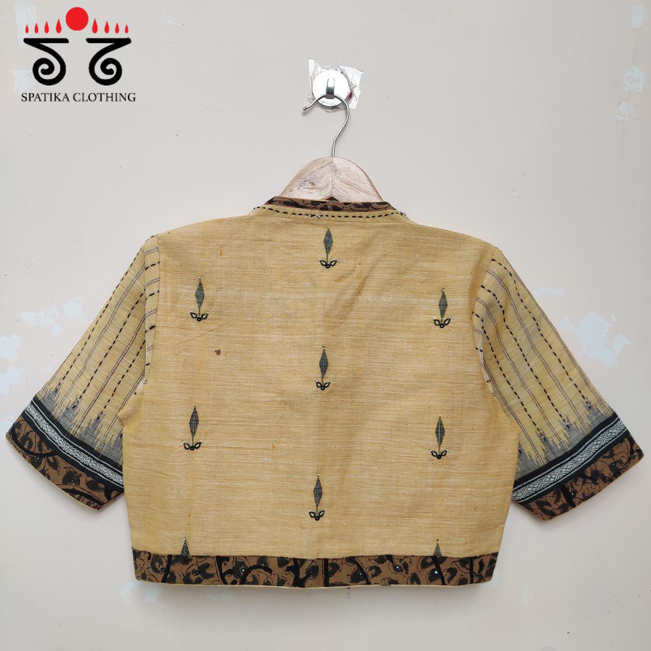 Yellow Ponduru Jamdhani Blouse