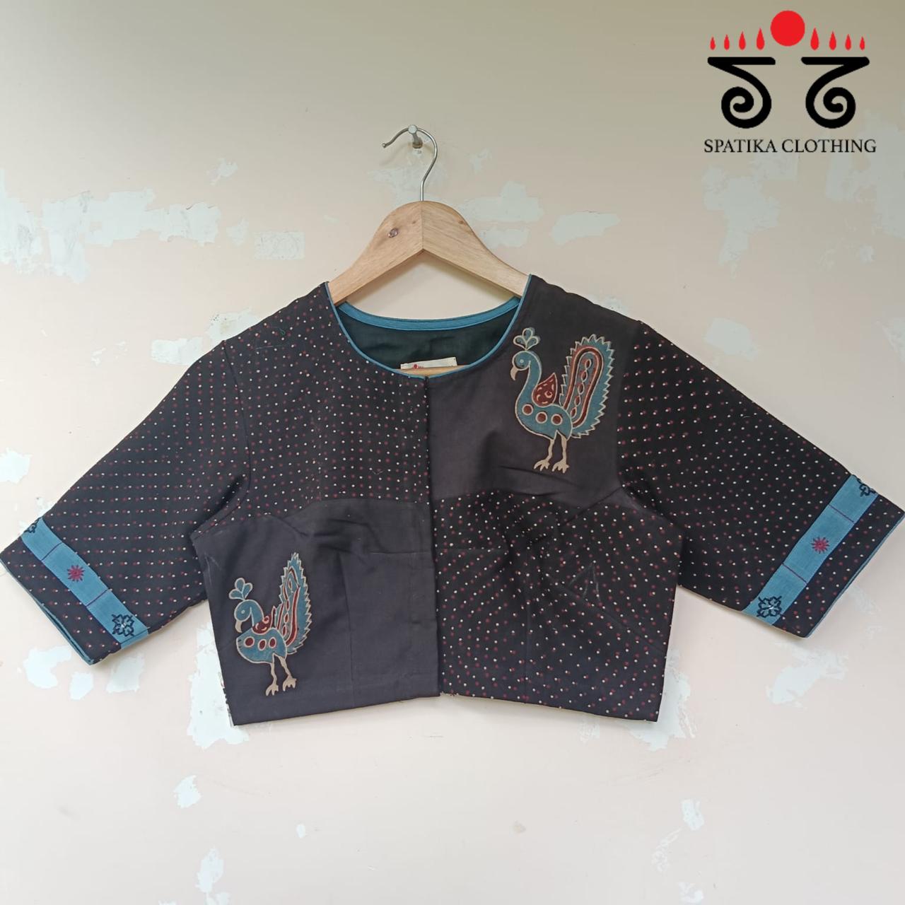 Black & Blue Morni Collage-Handcrafted Blouse