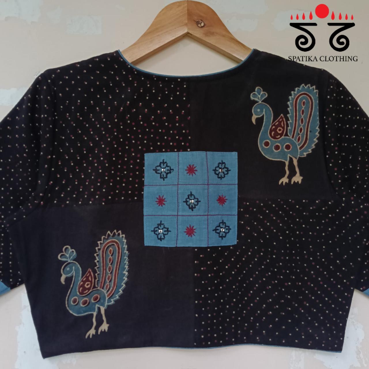 Black & Blue Morni Collage-Handcrafted Blouse