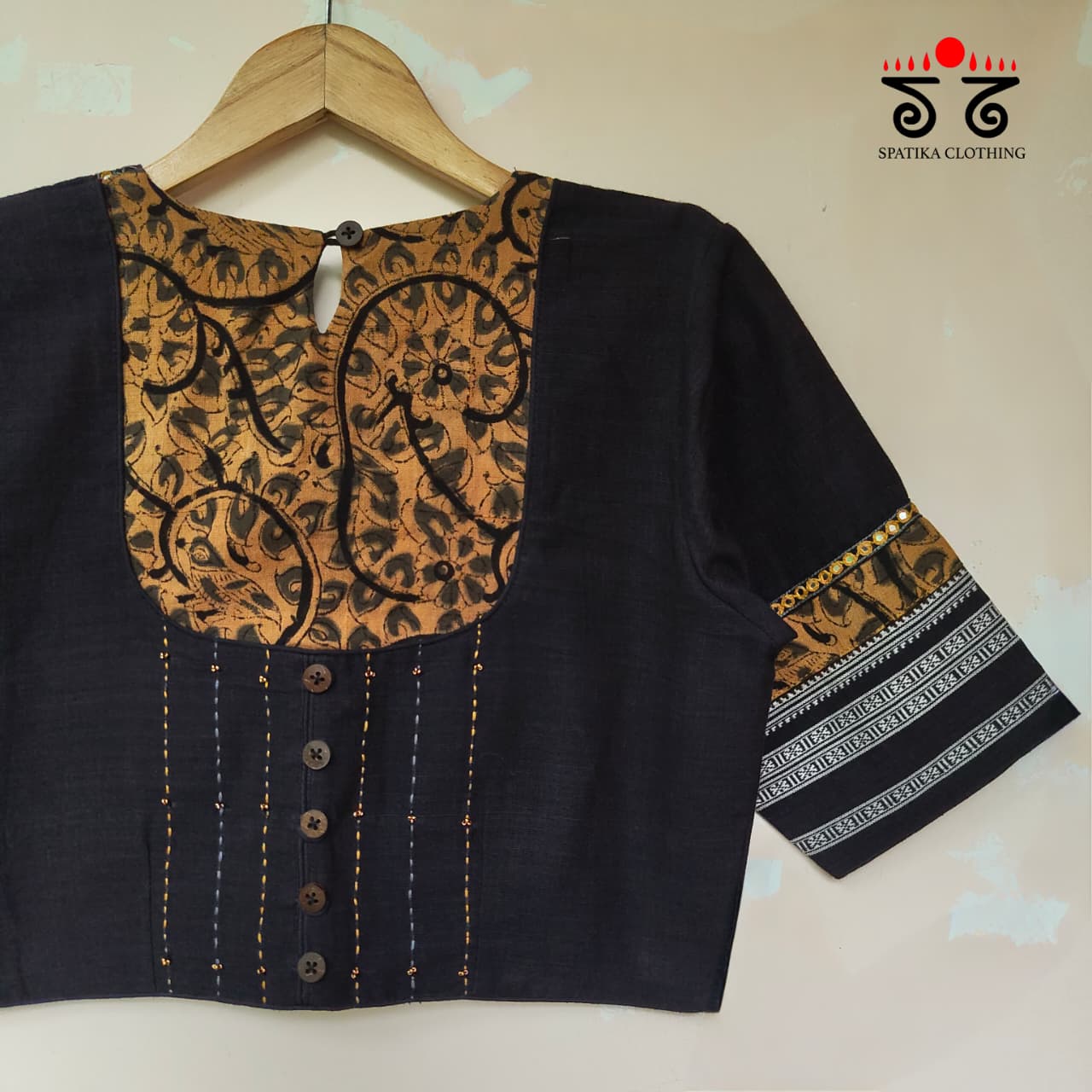 The Kalamkari Black Yoke Blouse