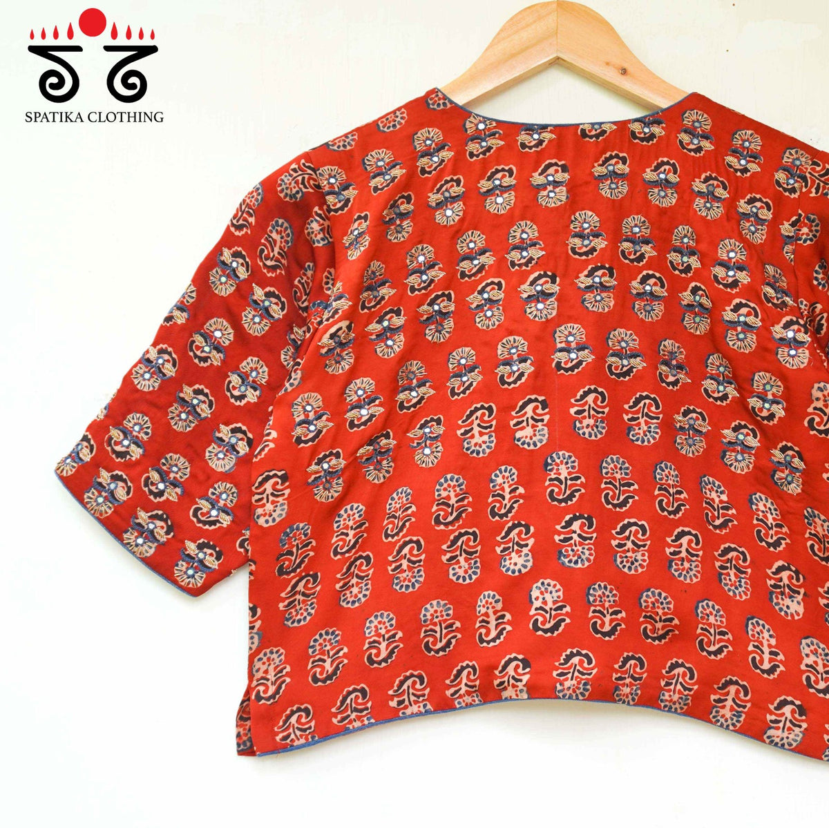 Ilkal Hand Embroidered Cotton Saree with The Festive Red Modal Blouse