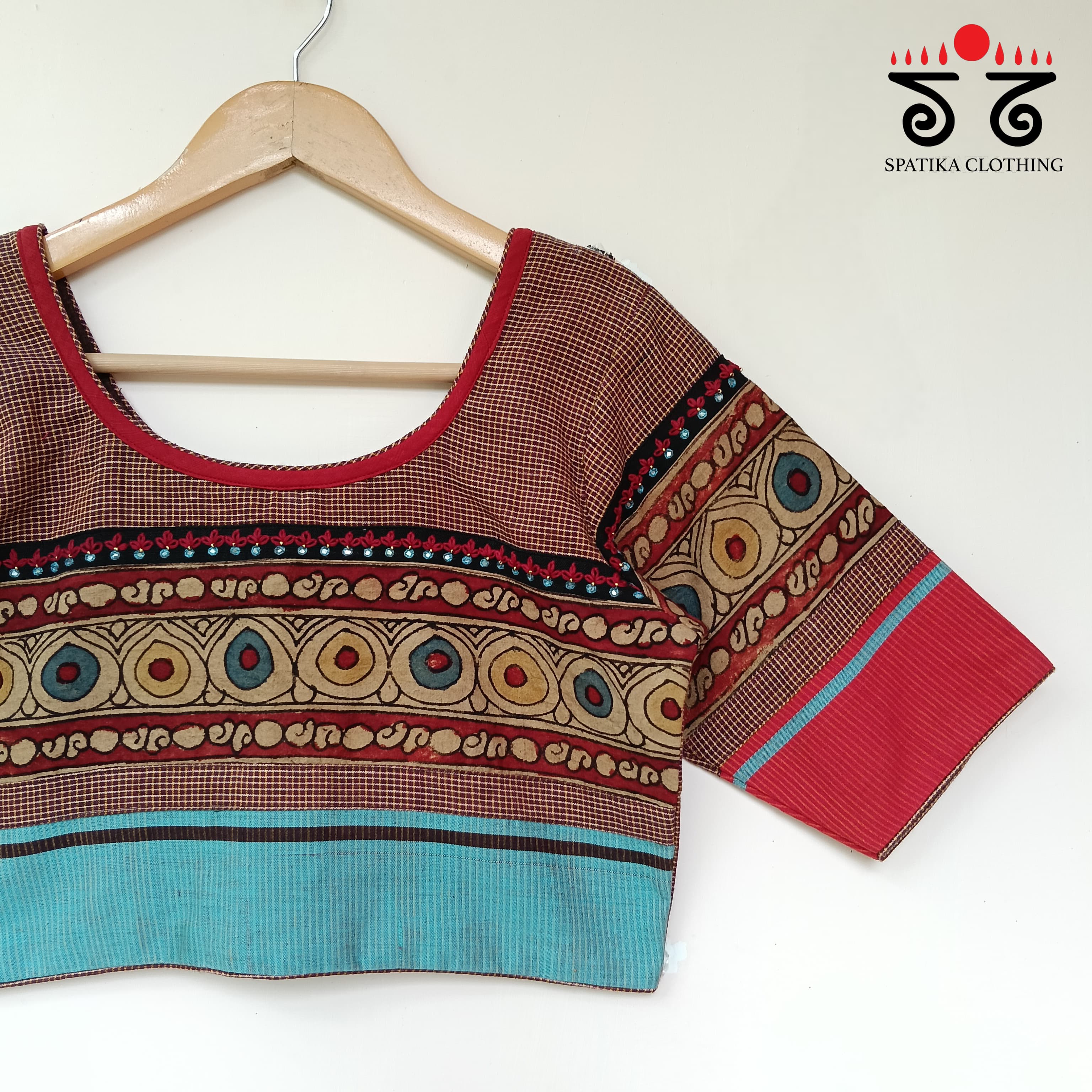 The Boondh - Maroon Pen Kalamkari Blouse