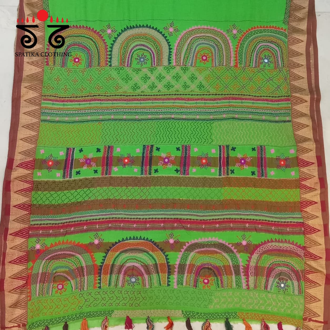 Green Lambani Hand-embroidered Saree