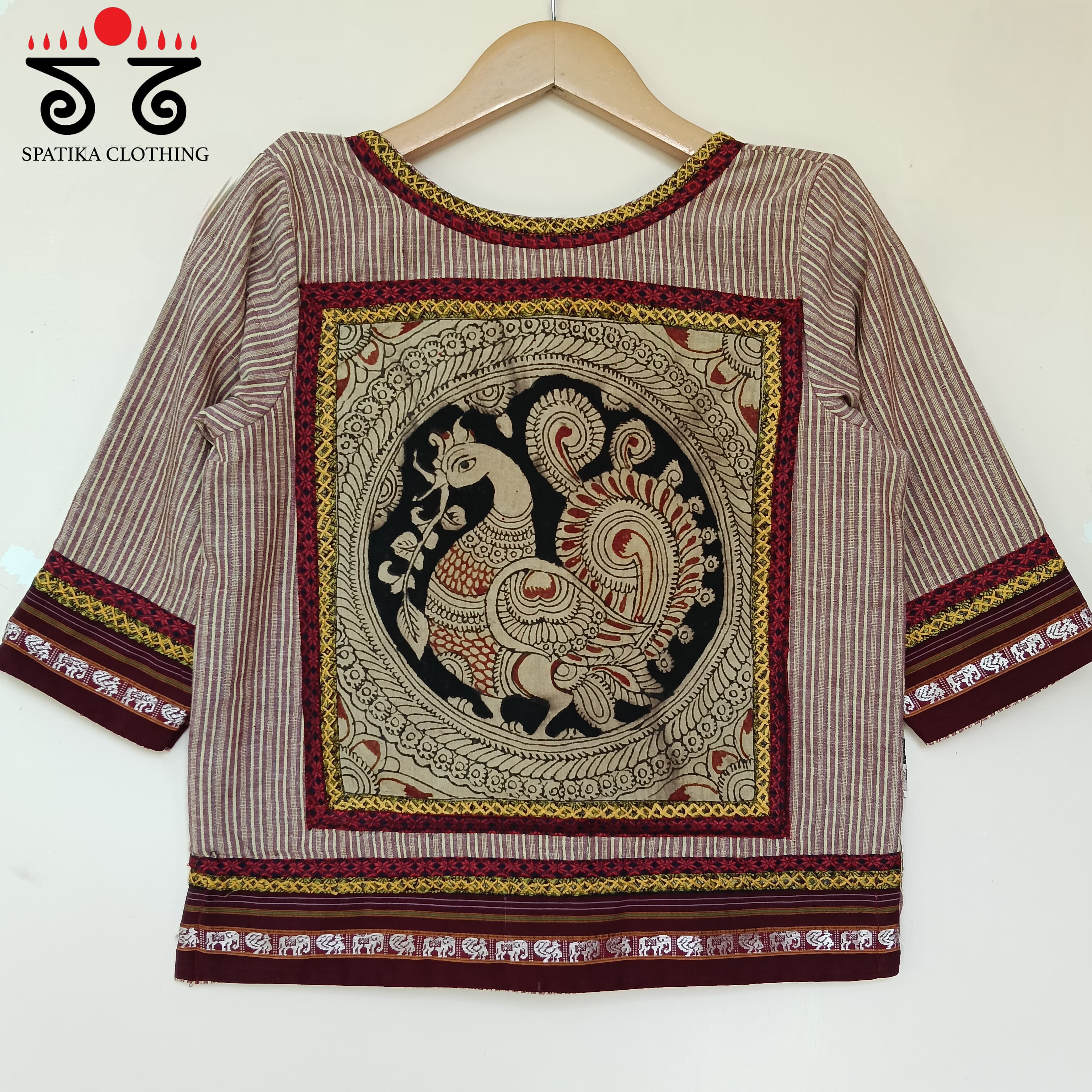 The Peacock Brown Kalamkari Croptop