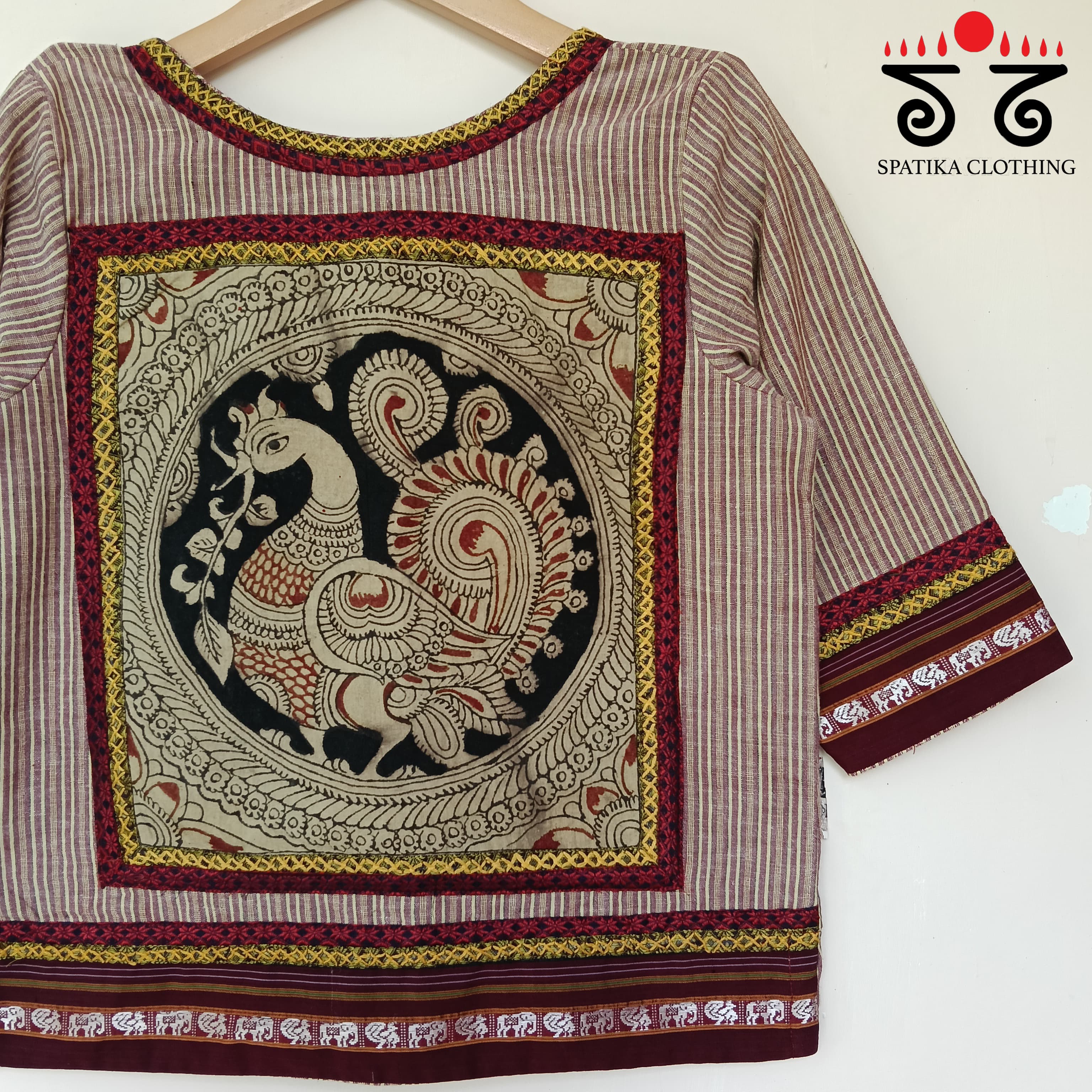 The Peacock Brown Kalamkari Croptop