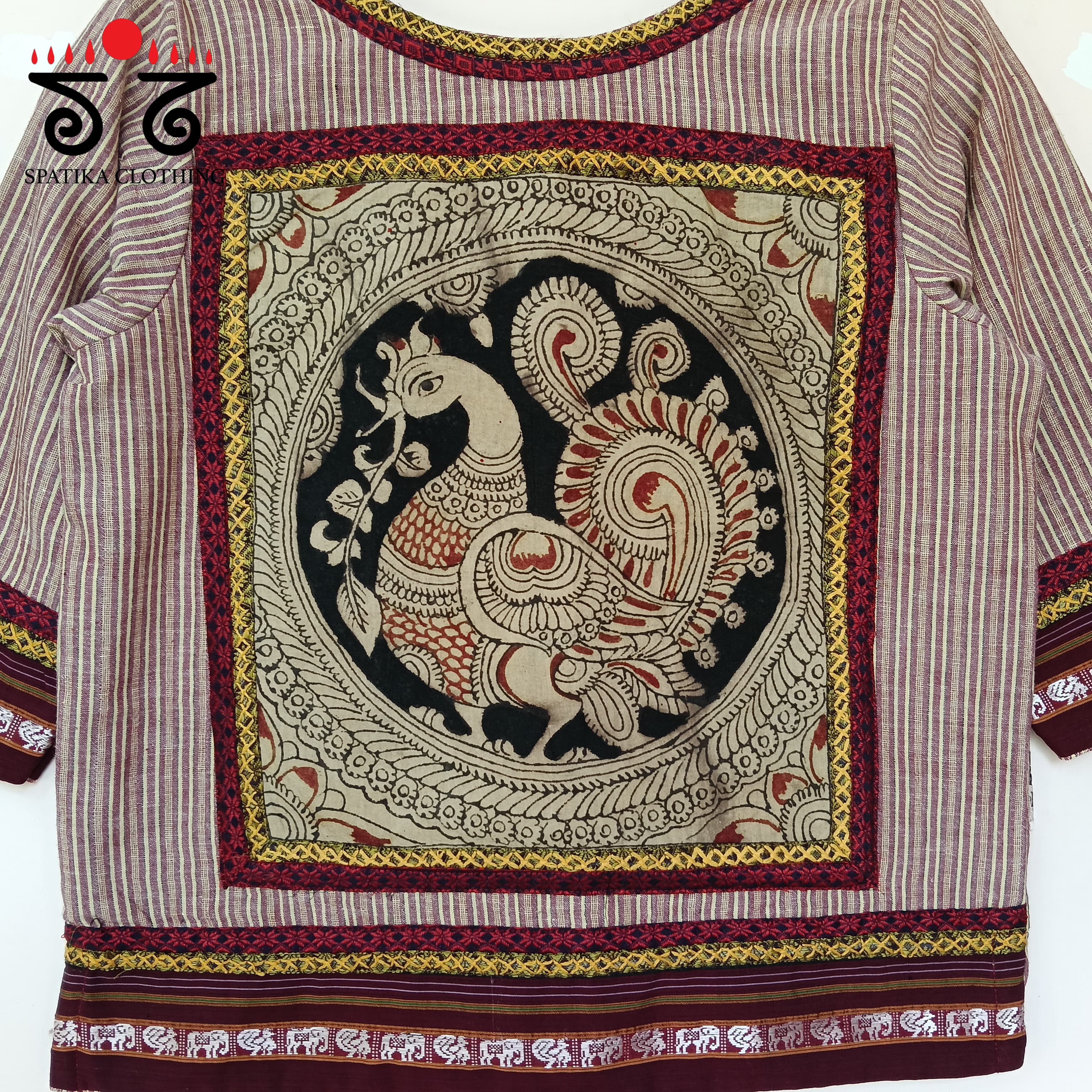 The Peacock Brown Kalamkari Croptop
