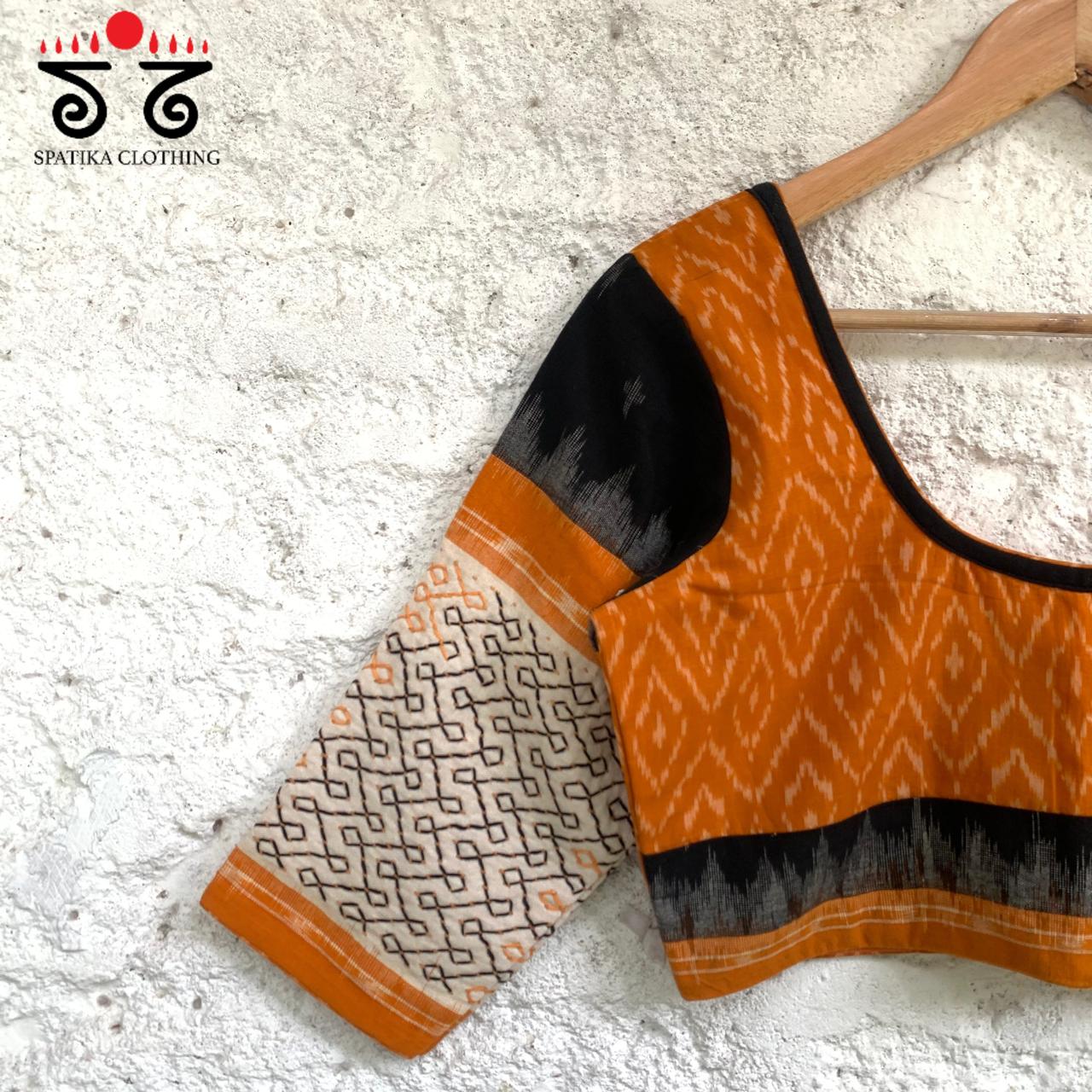 Lambani on Mustard Yellow & Black Ikat Blouse