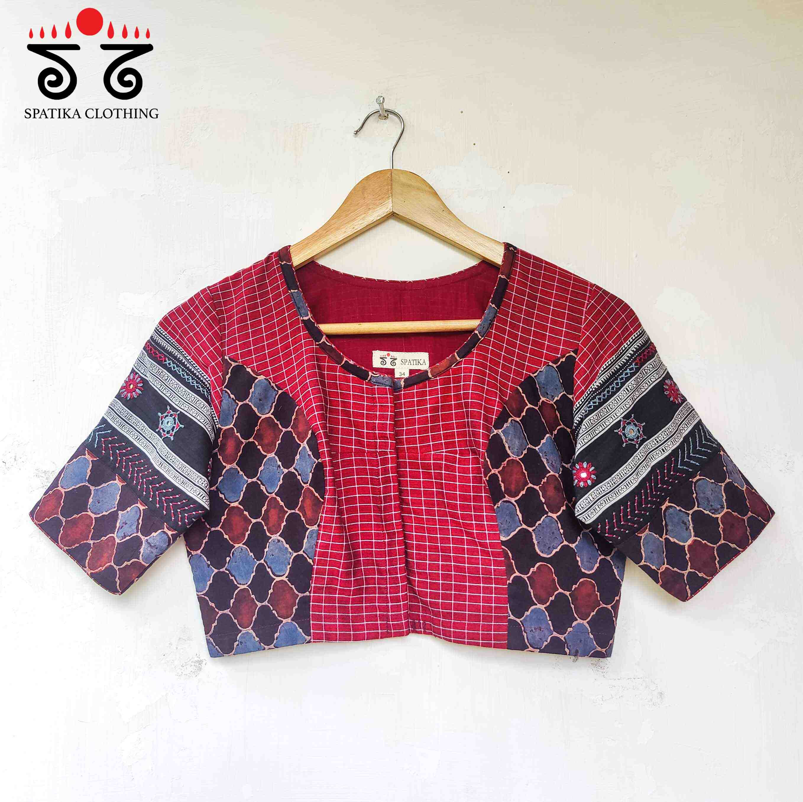 Red Ajrak Lambani-Handcrafted Blouse - New!
