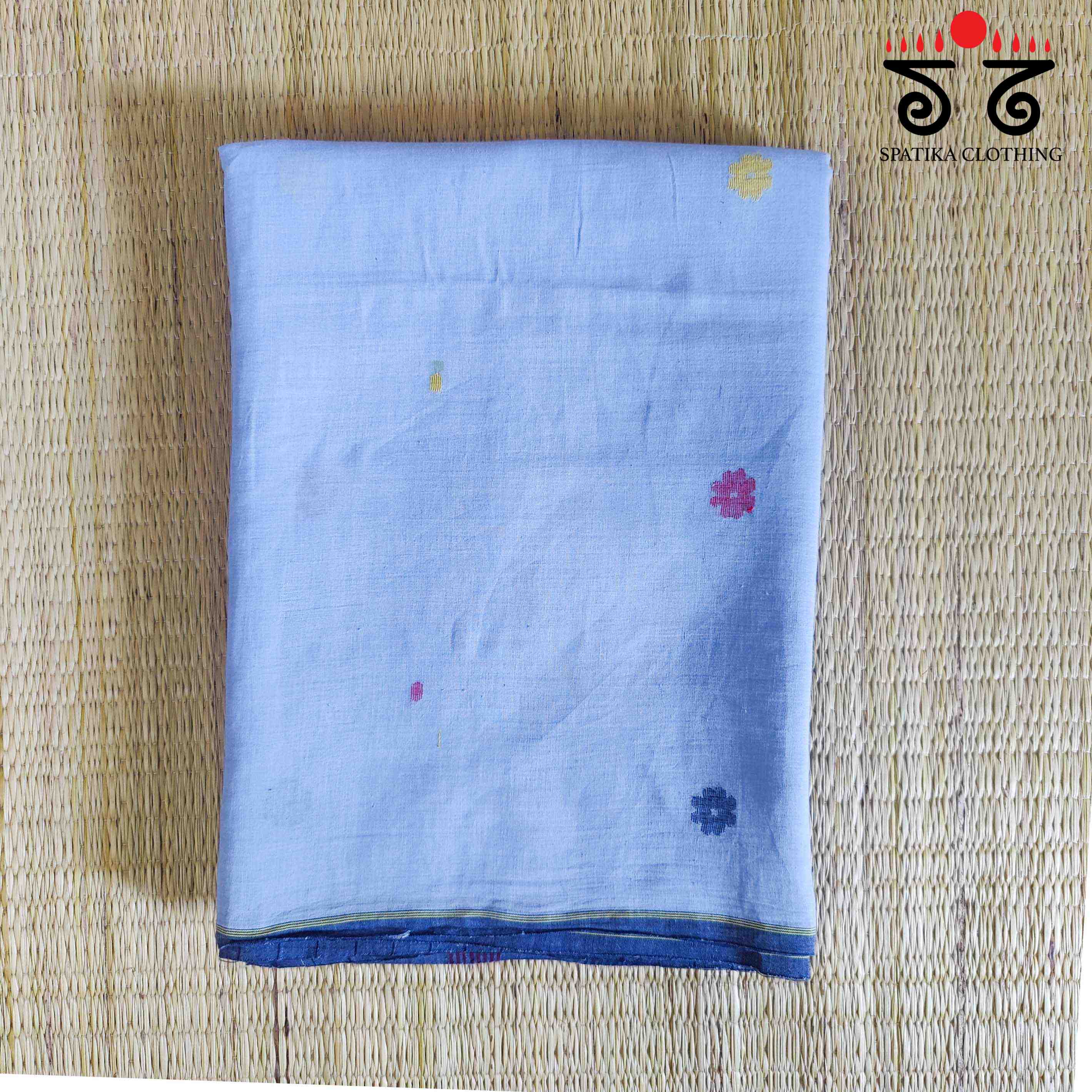 Blue Jamdhani Bengal Cotton Saree