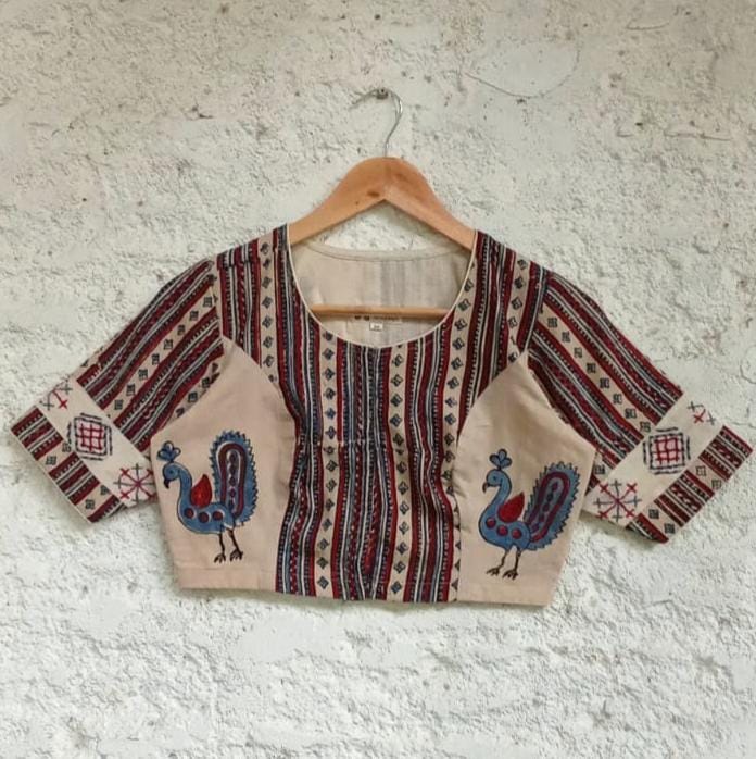 White Morni Collage-Handcrafted Blouse
