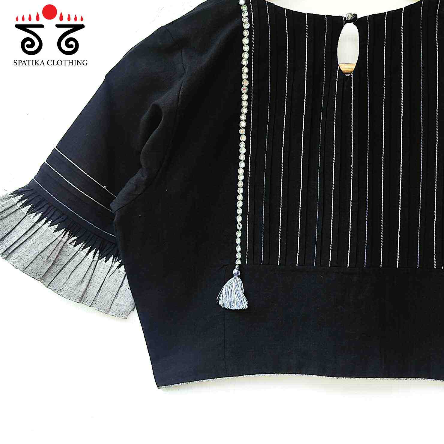 Black Frilled Mirror- Handcrafted Blouse