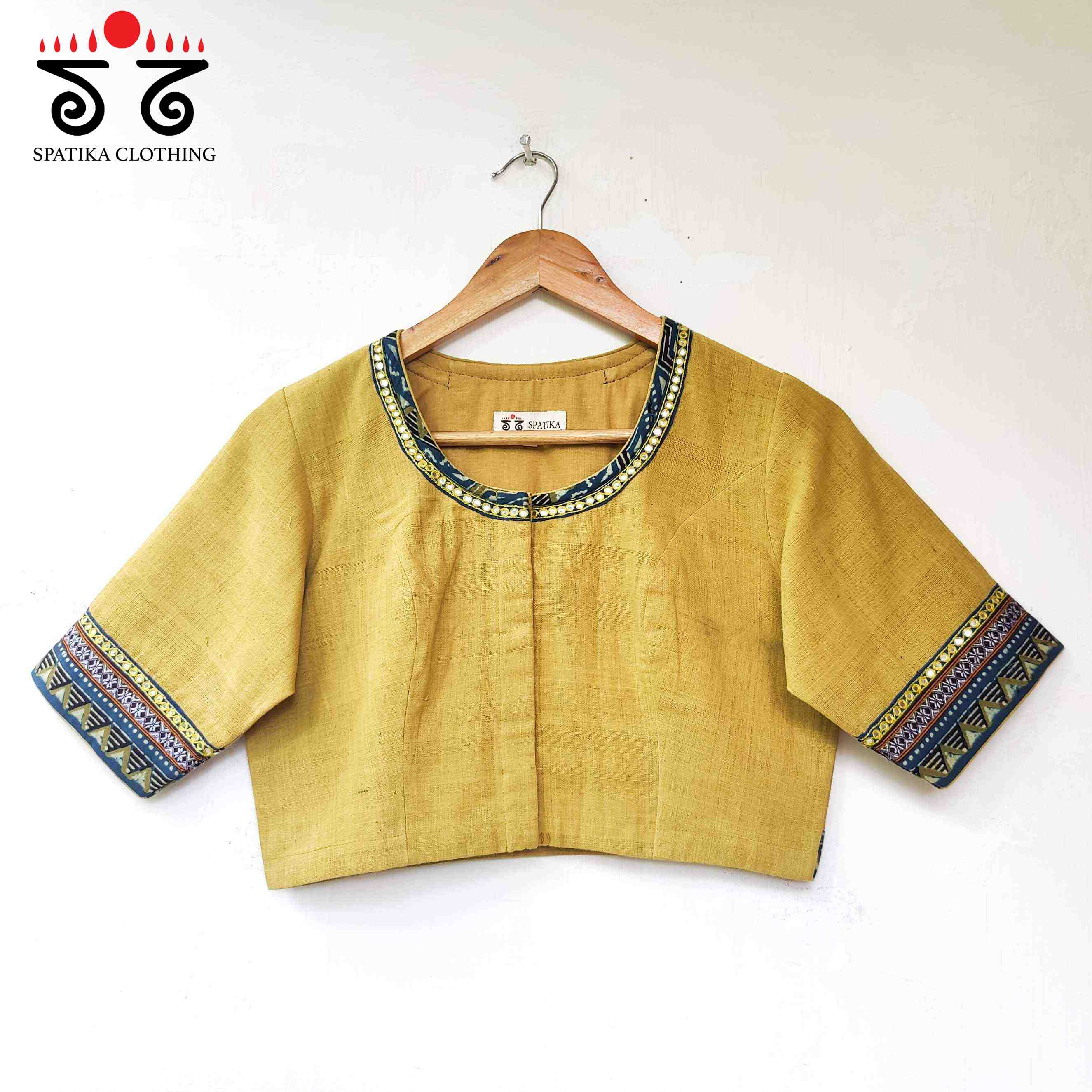 The Pichwai Patchwork Yellow & Blue Blouse