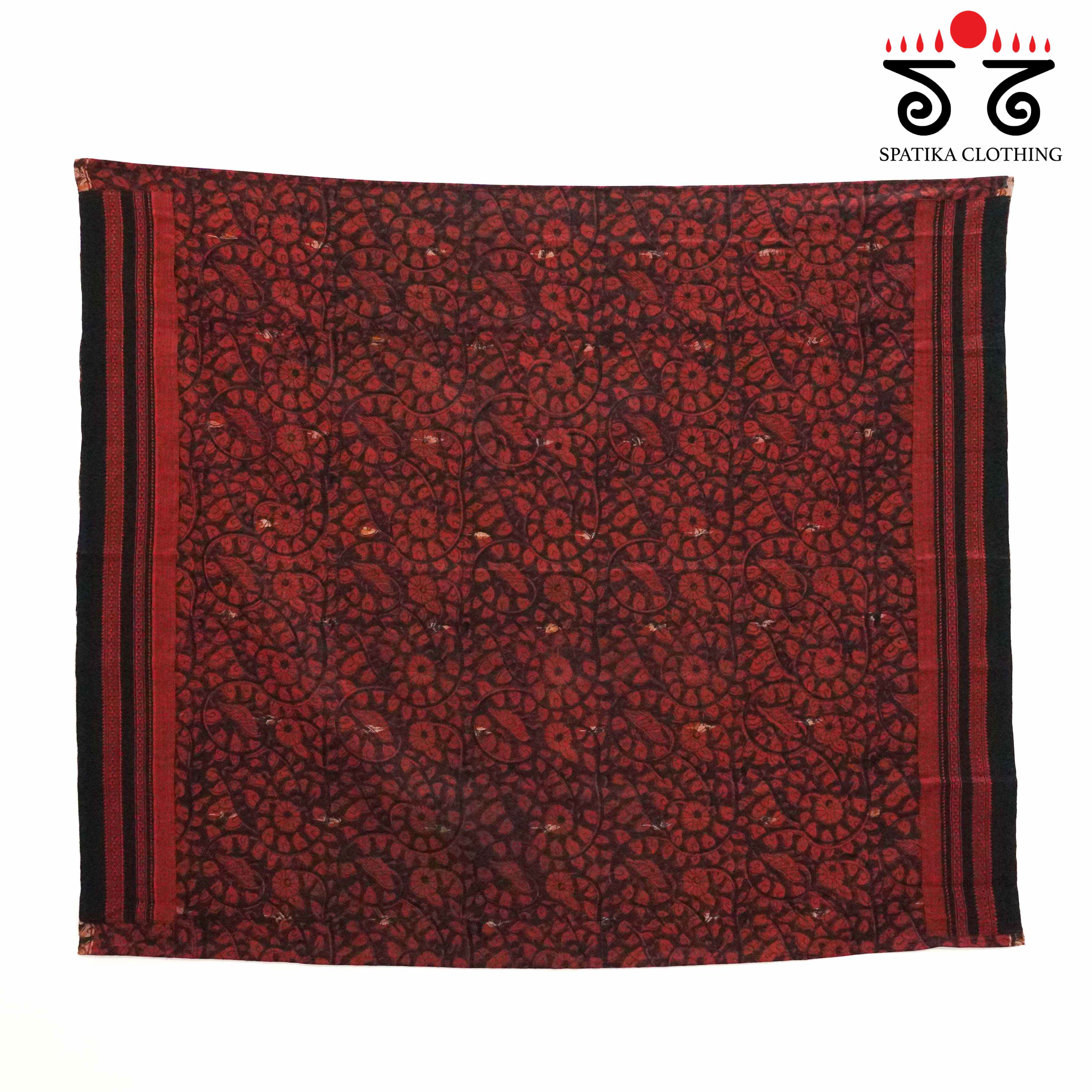 Red Ilkal Handwoven Cotton Saree - Pen Kalamkari Blouse