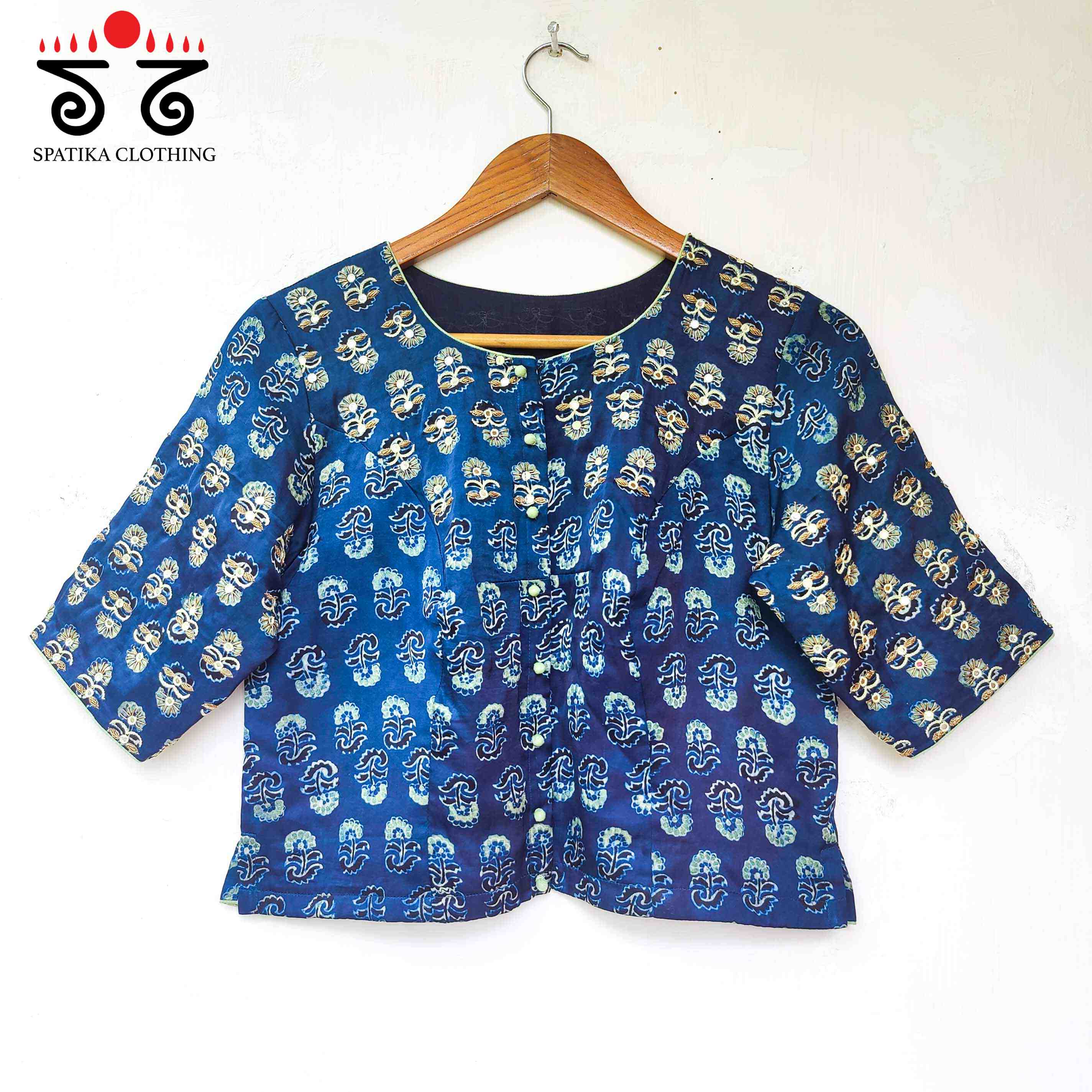 The Festive Blue Modal Blouse
