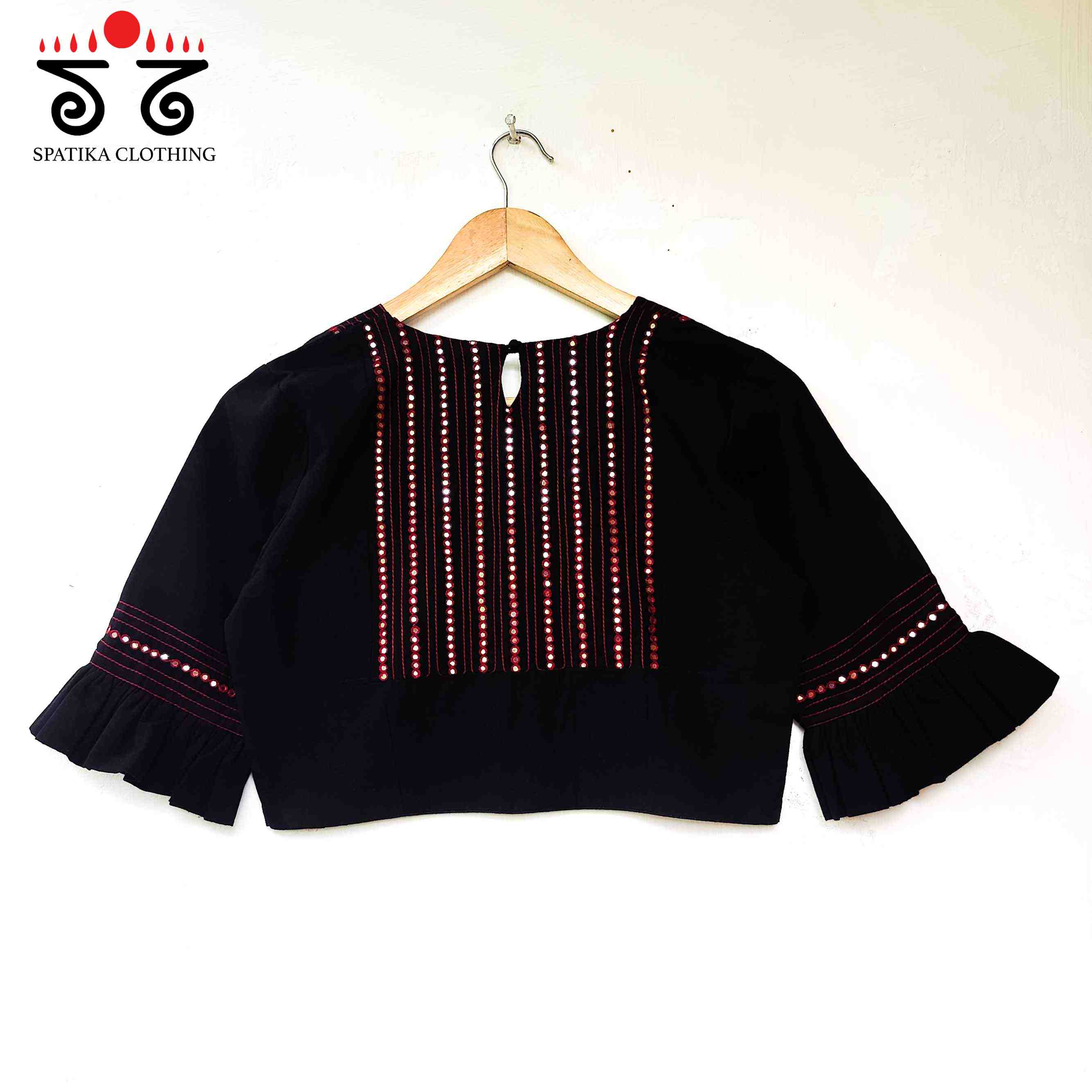 Black Frilled Mirror- Handcrafted Blouse