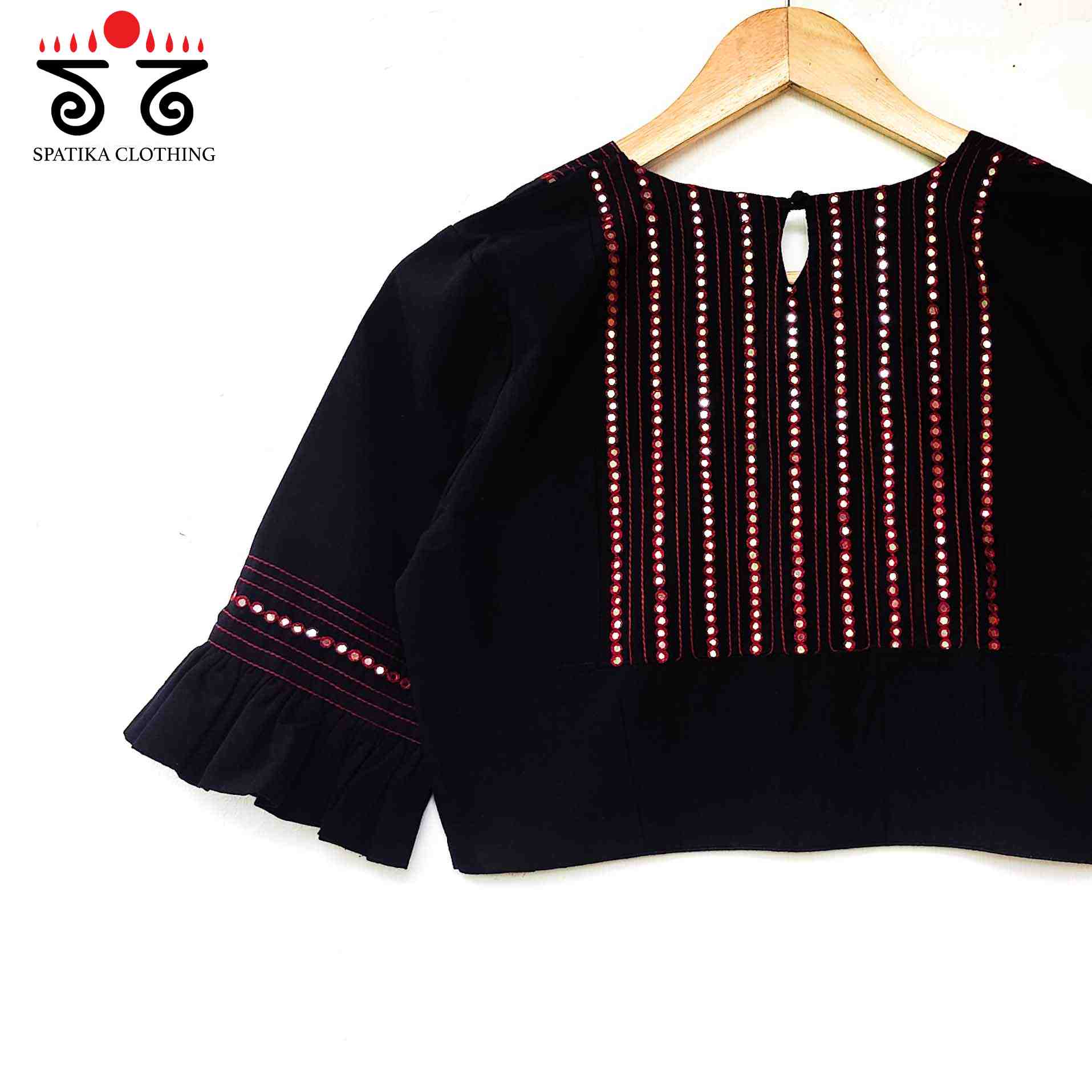 Black Frilled Mirror- Handcrafted Blouse