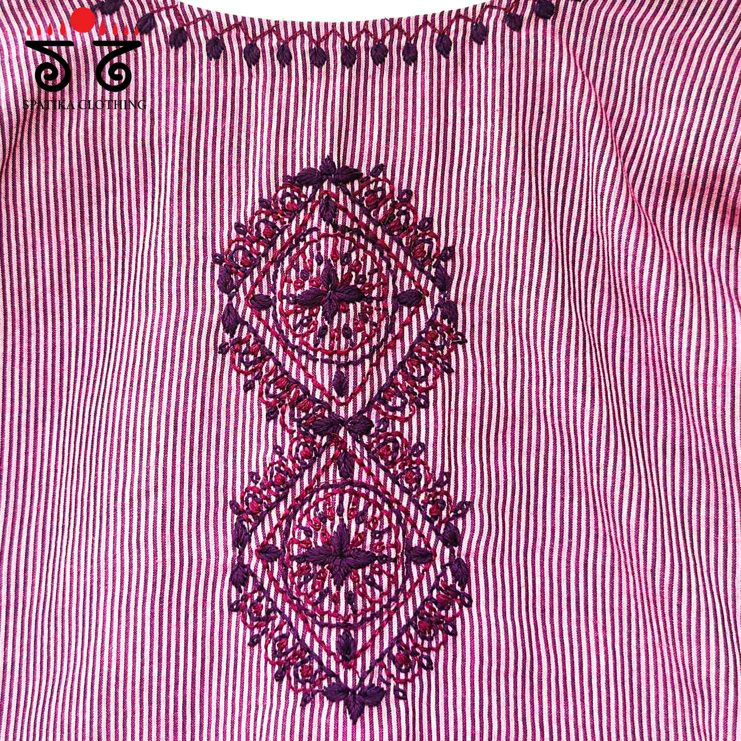 Pink Striped Chikankari - Handcrafted Blouse