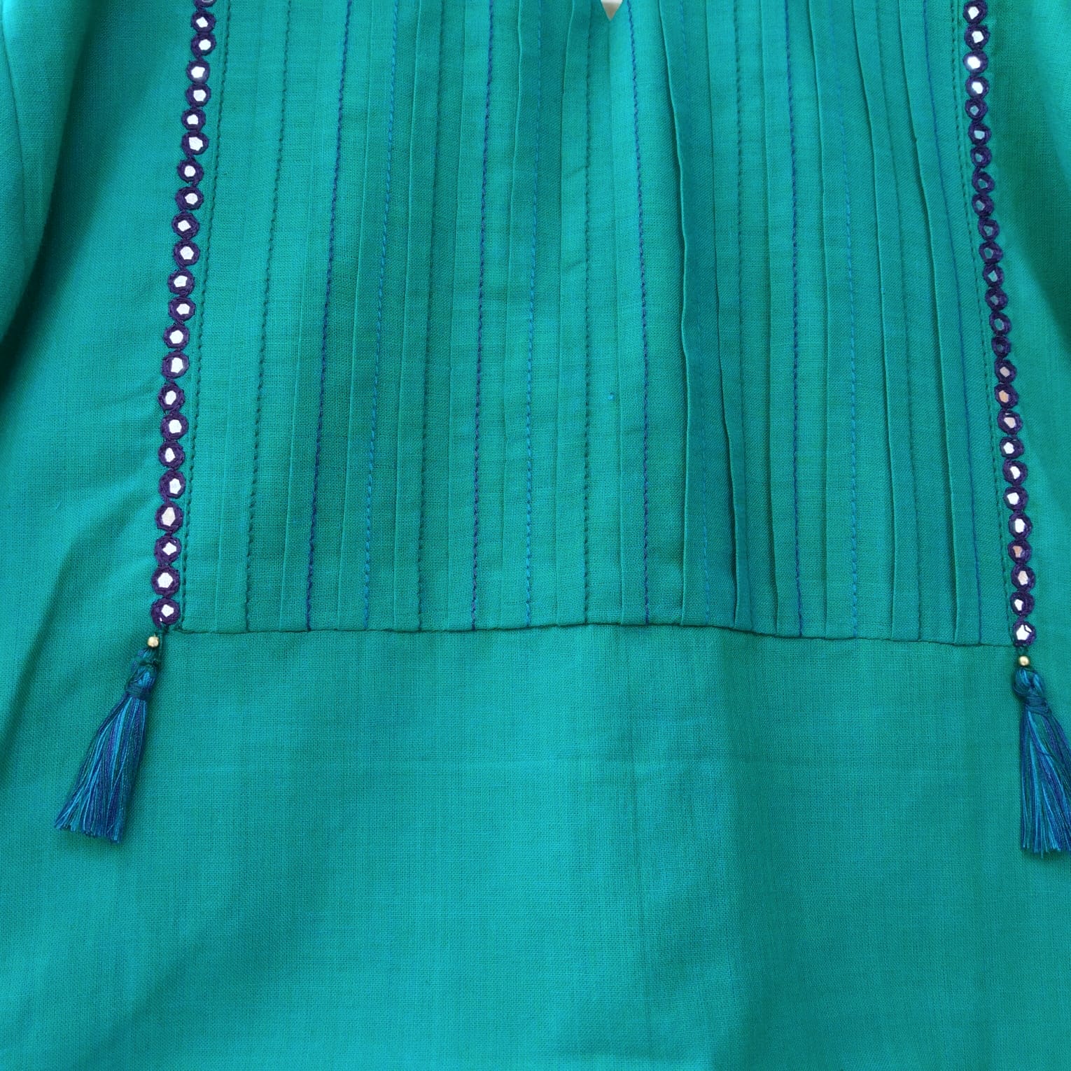 Aqua Blue Frilled Mirror- Handcrafted Blouse